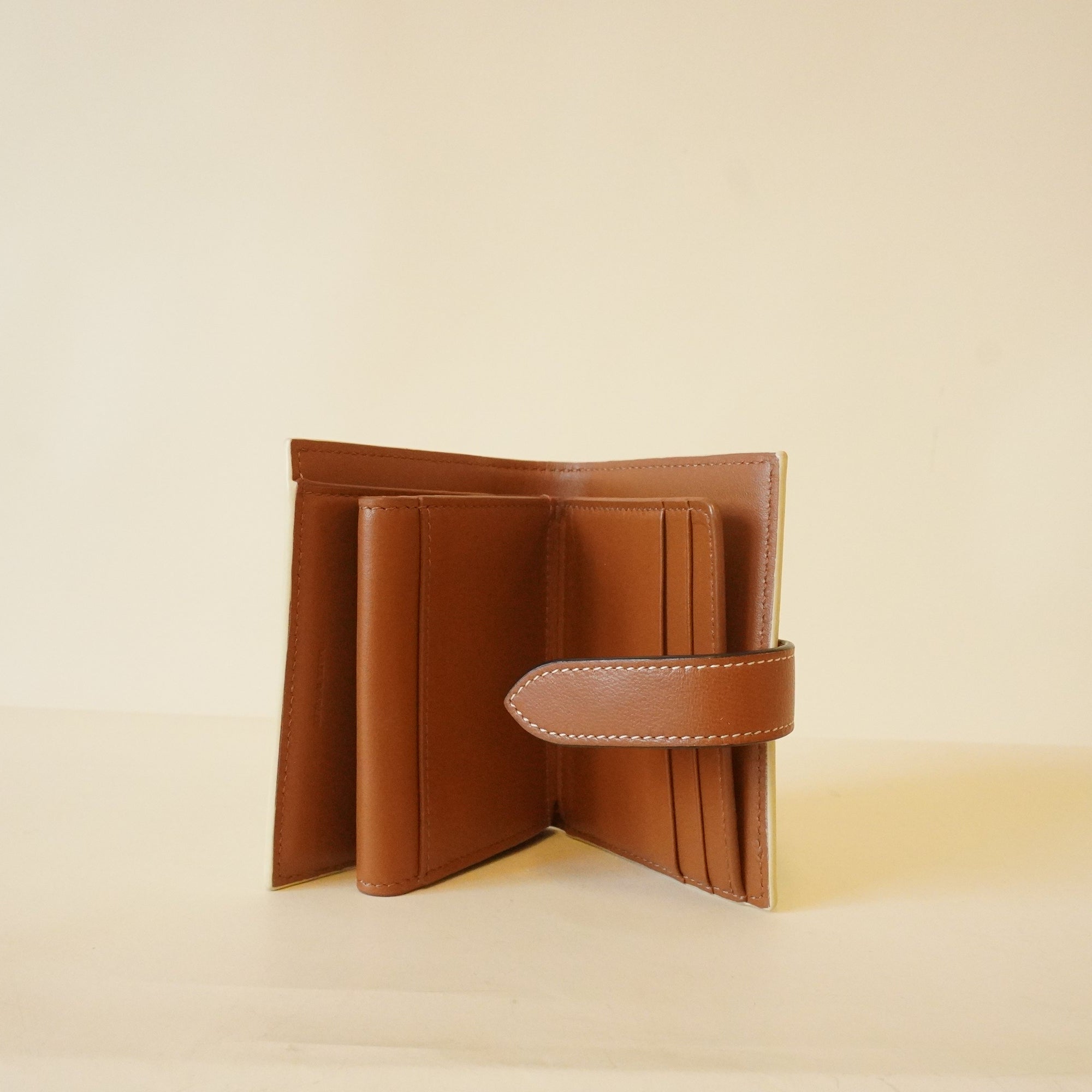 PRE-OWNED Canvas Triomphe Medium Strap Wallet White