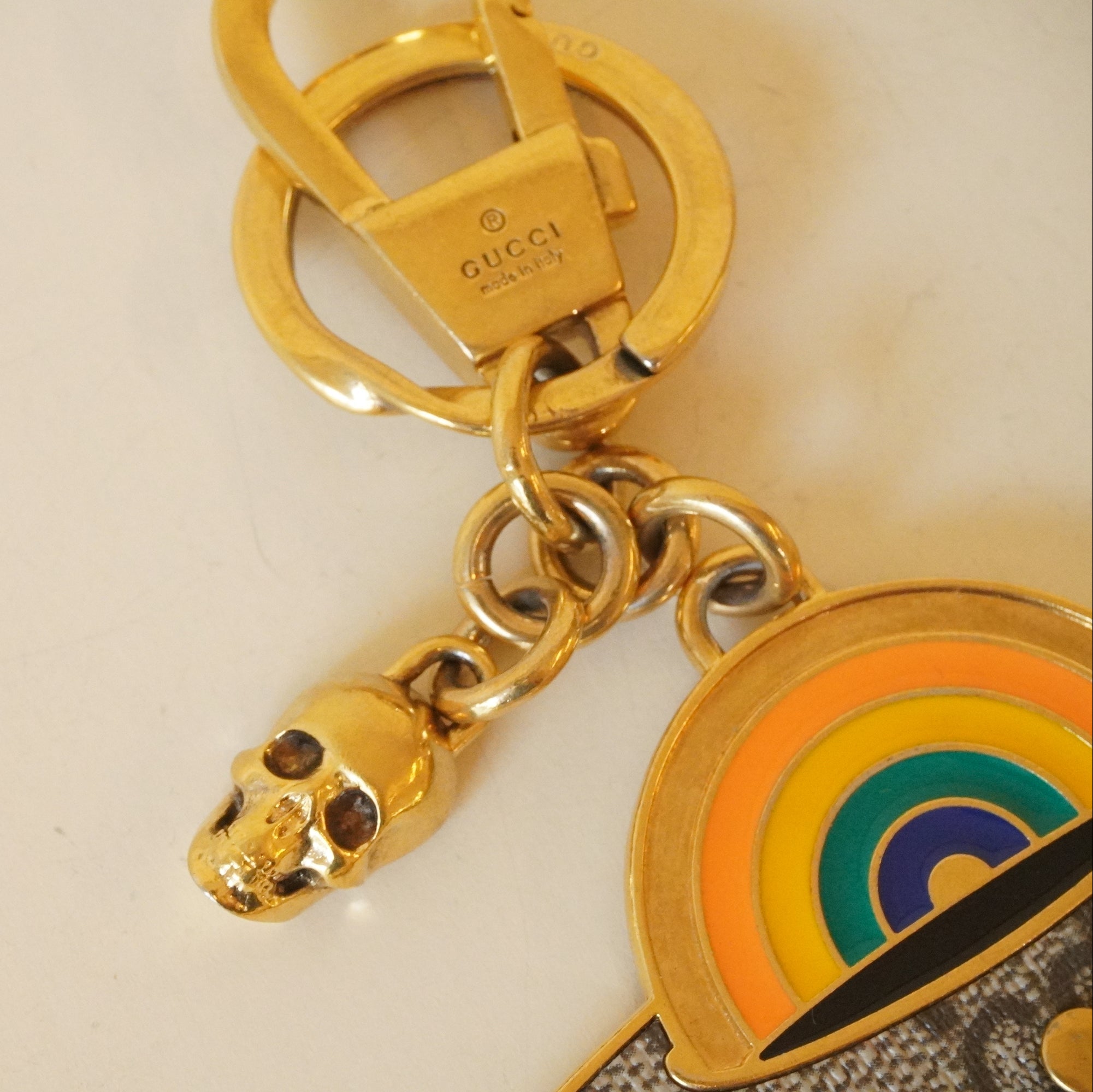 PRE-OWNED GG Supreme UFO Canvas Keychain