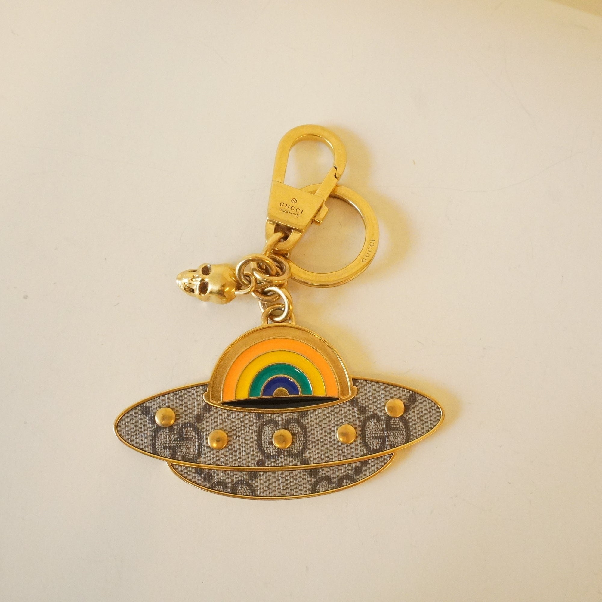 PRE-OWNED GG Supreme UFO Canvas Keychain