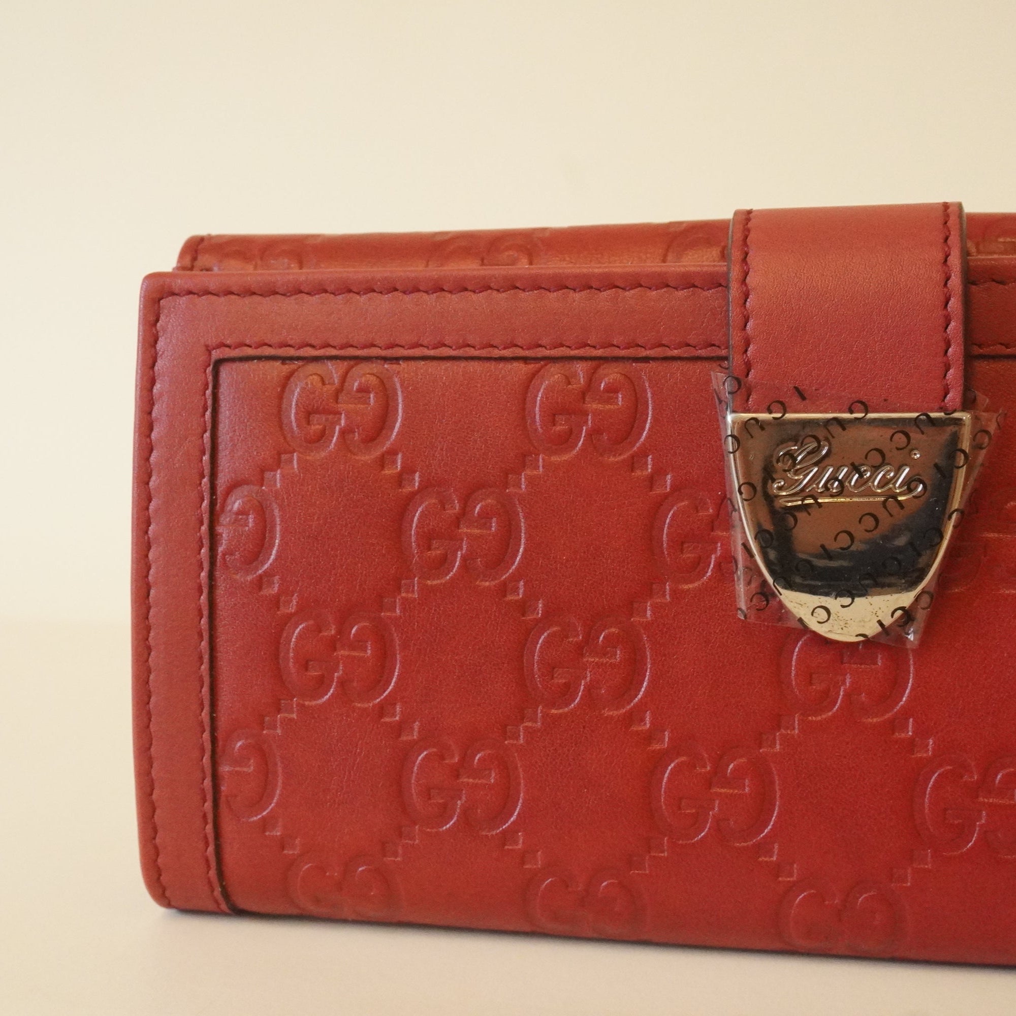 PRE-OWNED Guccissima Continental Wallet Red