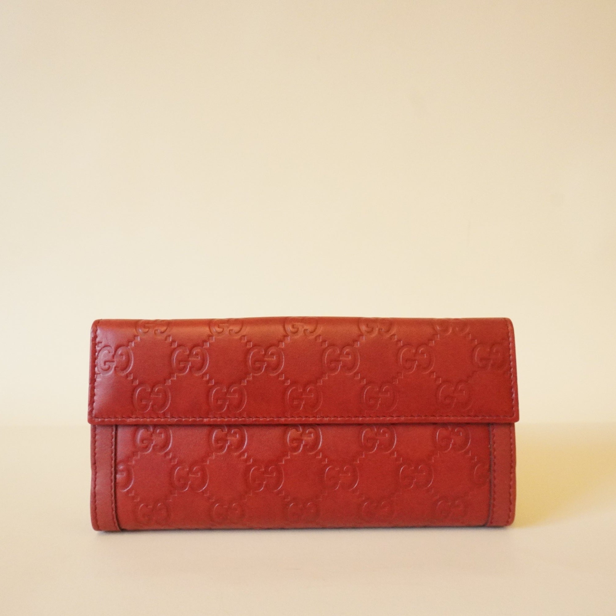 PRE-OWNED Guccissima Continental Wallet Red