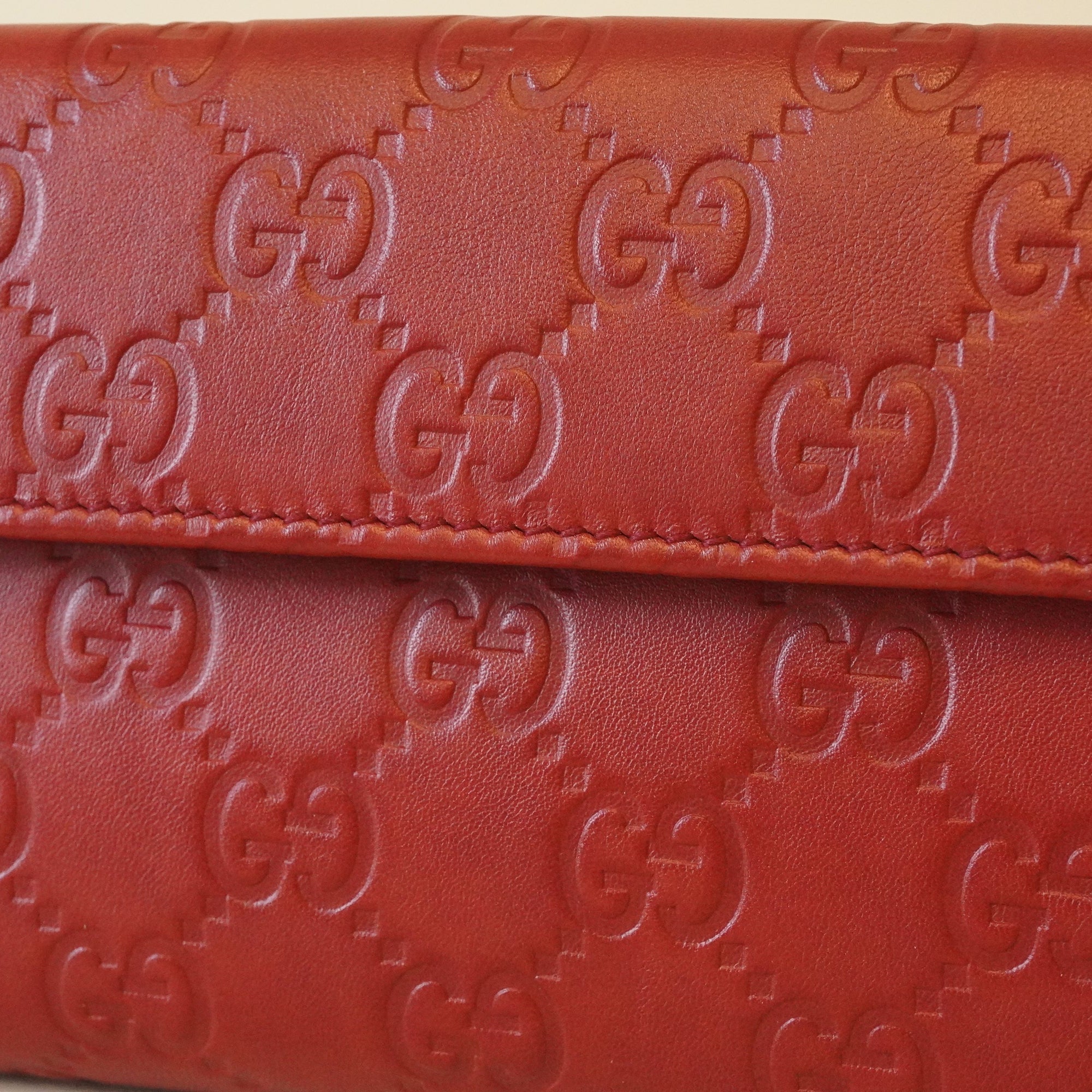 PRE-OWNED Guccissima Continental Wallet Red
