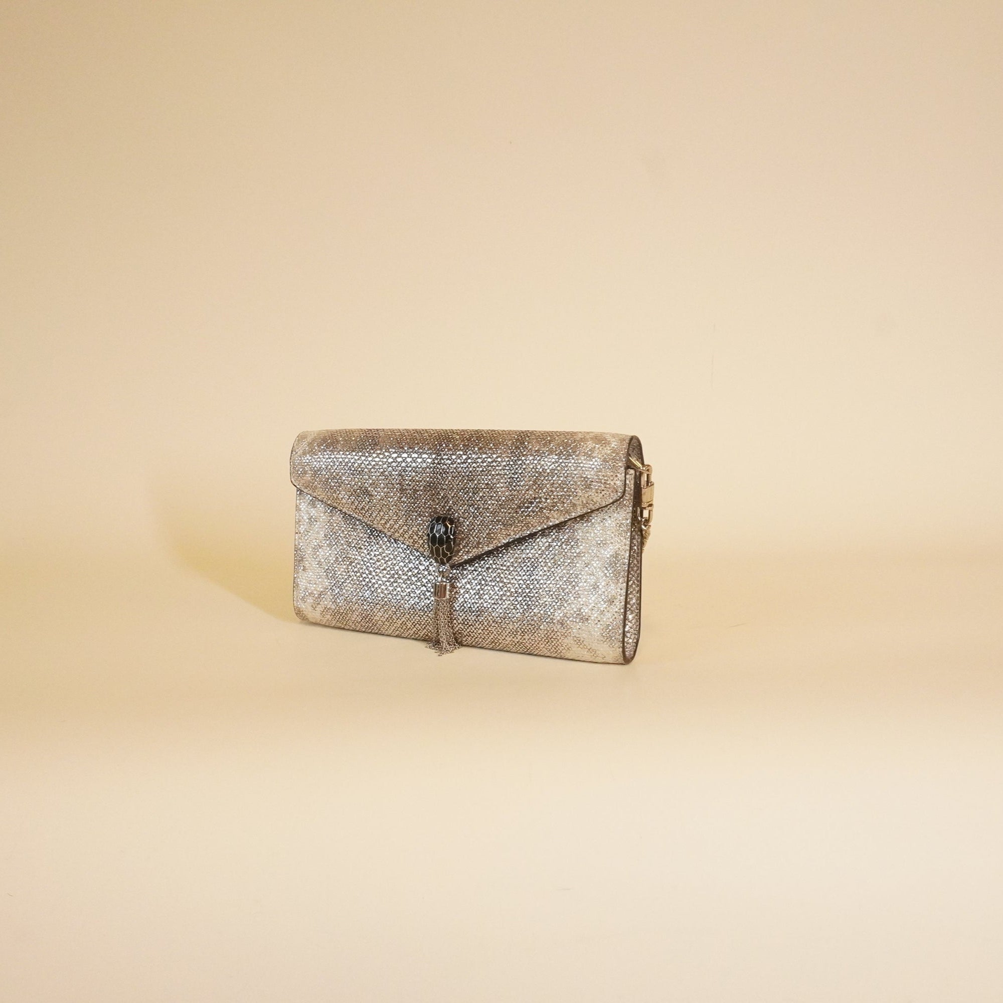 PRE-OWNED Silver Karung Leather Cocktail Handbag
