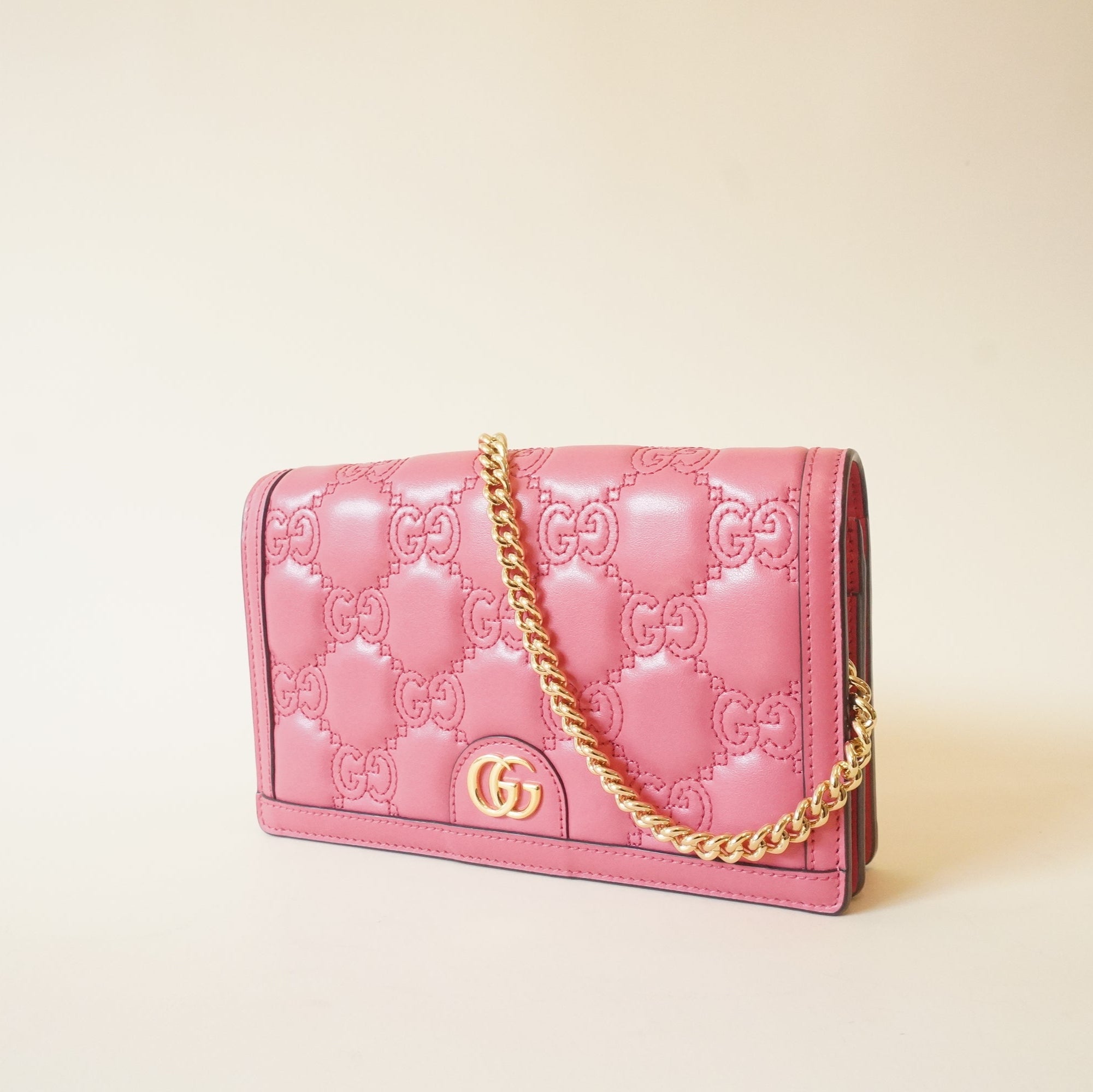 PRE-OWNED Hot Pink GG Matelassé Shoulder Bag