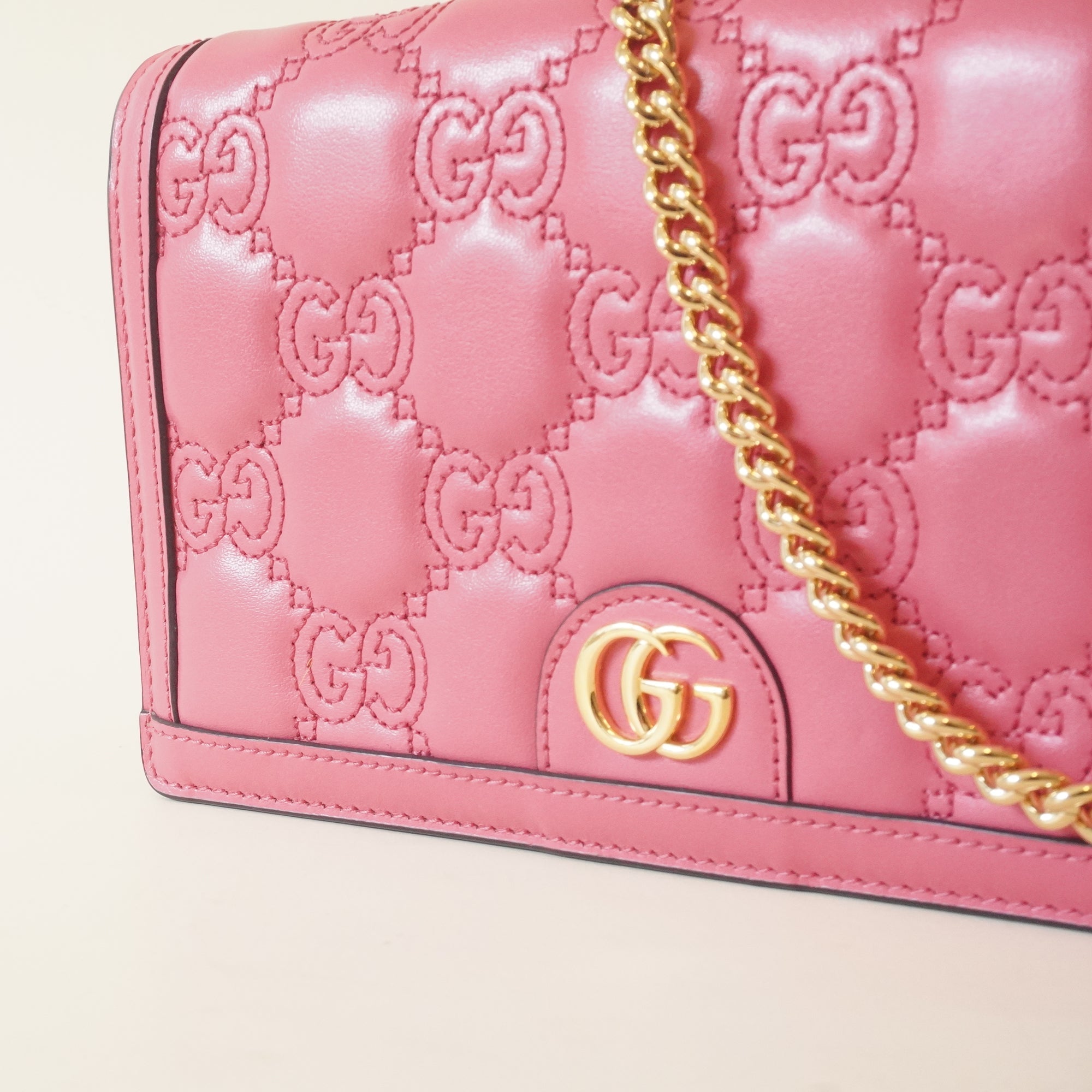 PRE-OWNED Hot Pink GG Matelassé Shoulder Bag