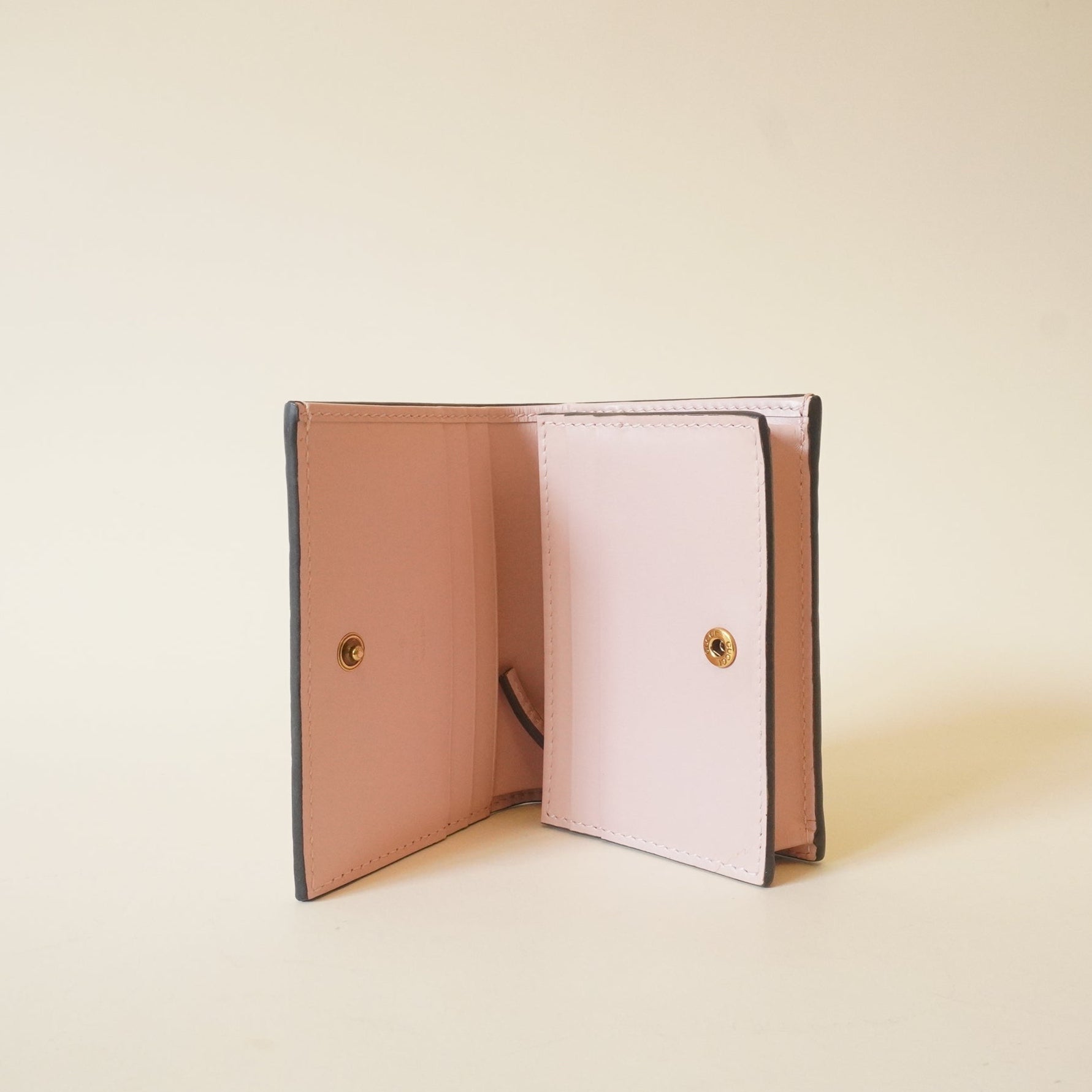 PRE-OWNED Guccissima Signature Crystal Cat Card Case Wallet Light Candy Pink