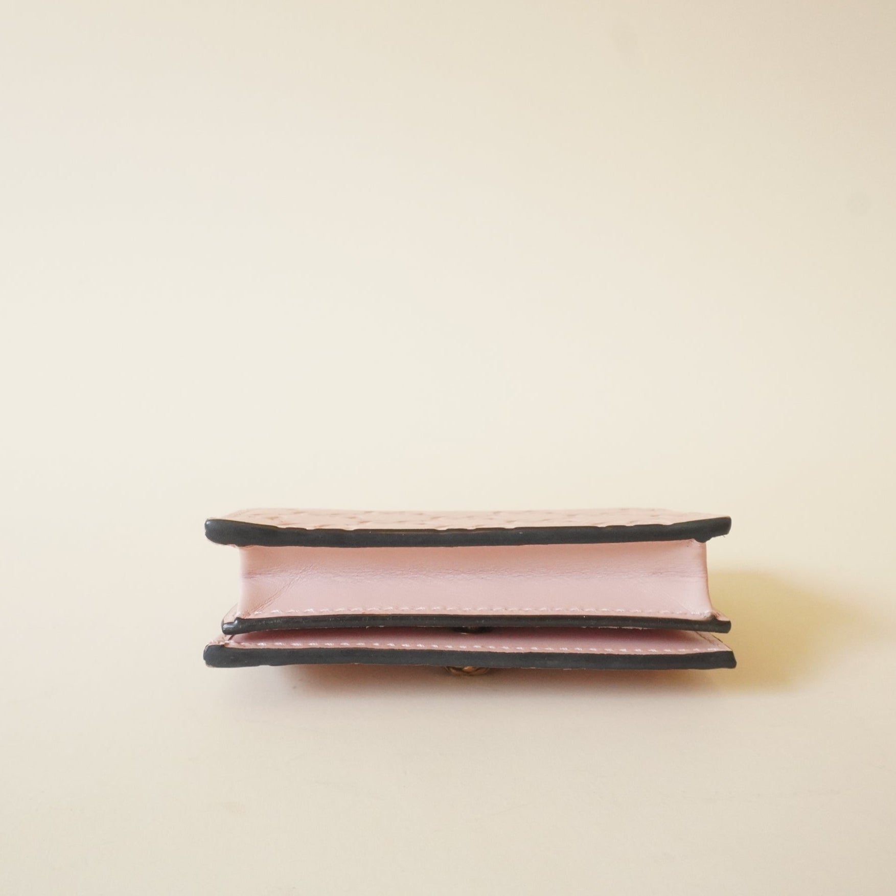 PRE-OWNED Guccissima Signature Crystal Cat Card Case Wallet Light Candy Pink