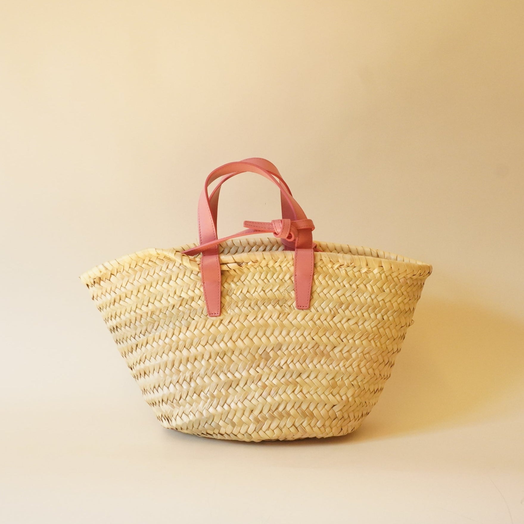 PRE-OWNED Raffia Calfskin Triomphe Teen Panier Lipstick Tote Bag
