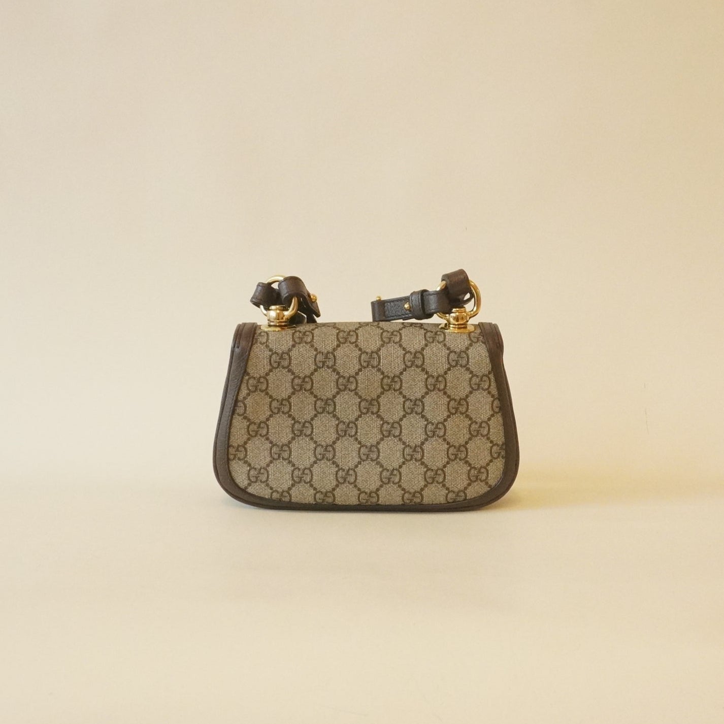 PRE-OWNED GG Supreme Monogram Dollar Calfskin Mini Blondie Chain Shoulder Flap Bag
