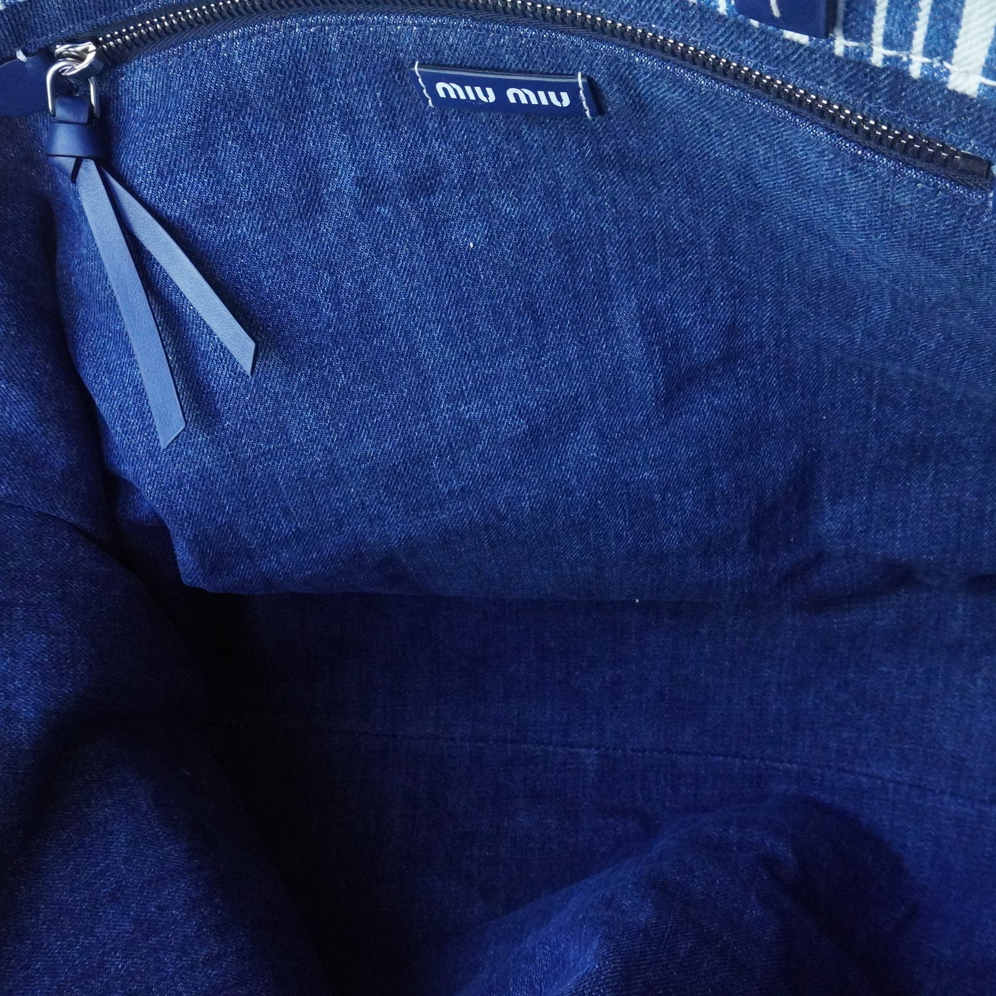 PRE-OWNED Embroidered Logo Denim Tote Shoulder Bag