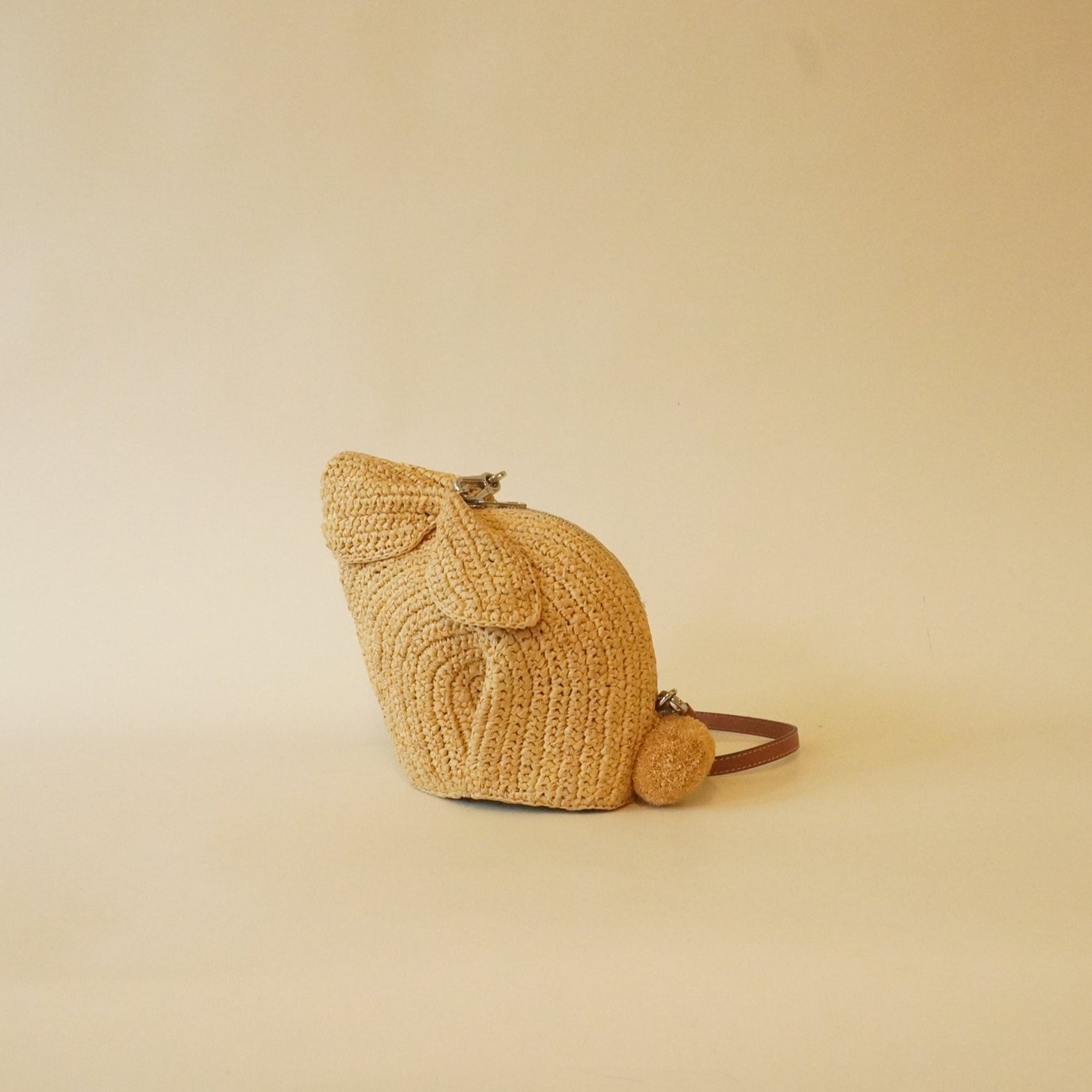 PRE-OWNED Mini Bunny Raffia Crossbody Bag