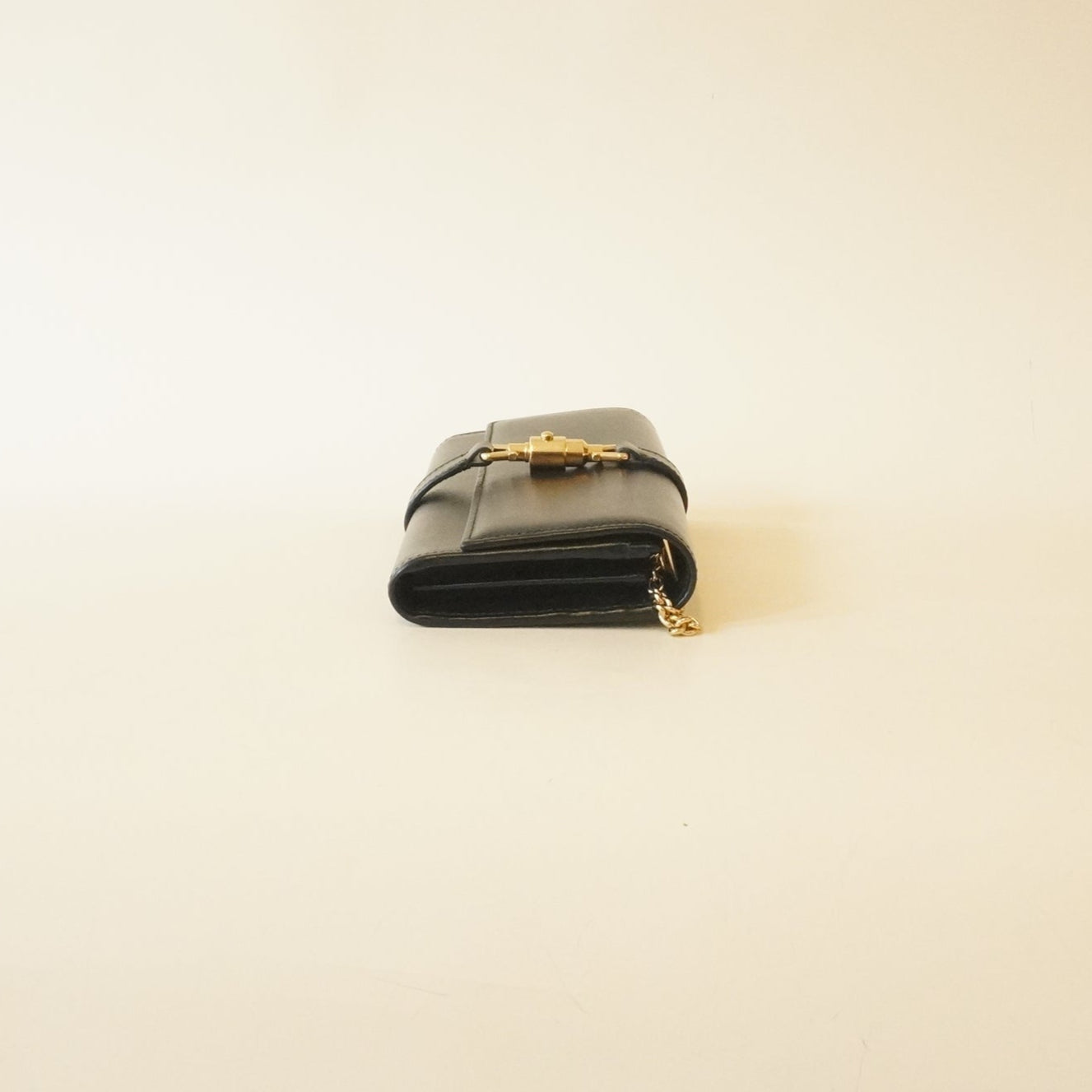 PRE-OWNED Calfskin Jackie 1961 Chain Wallet Black