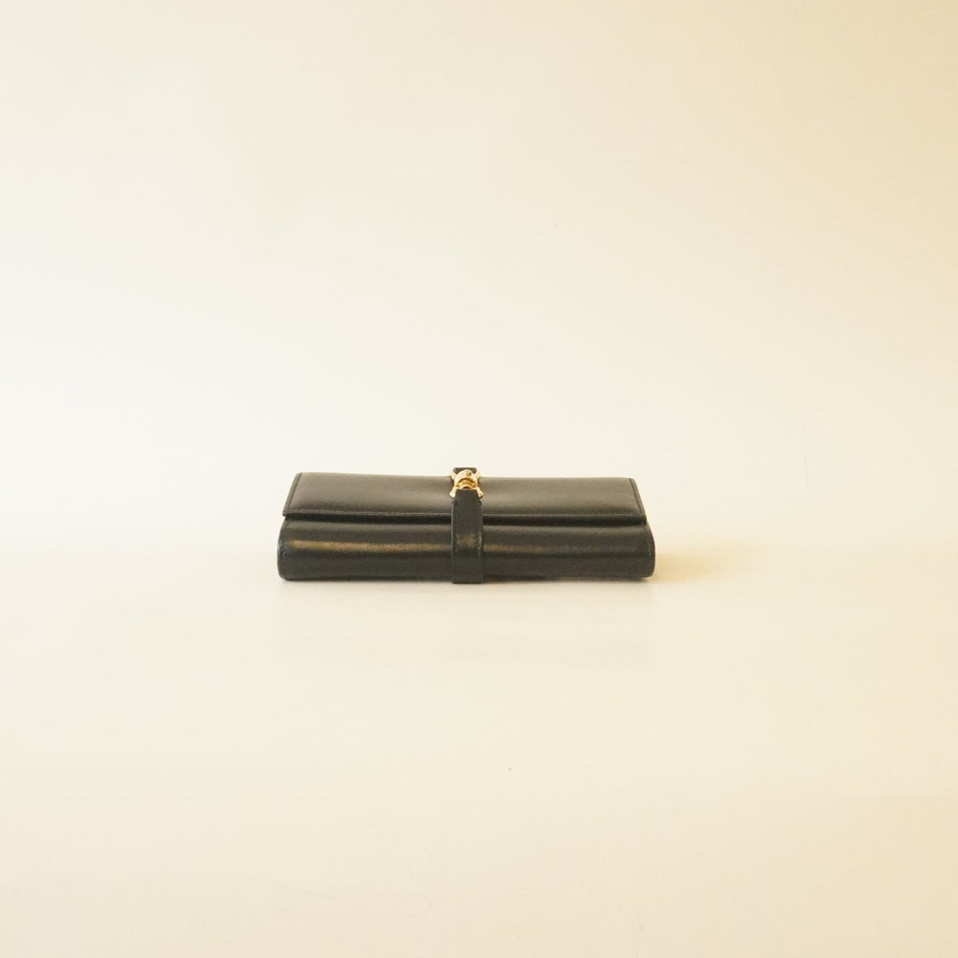 PRE-OWNED Calfskin Jackie 1961 Chain Wallet Black