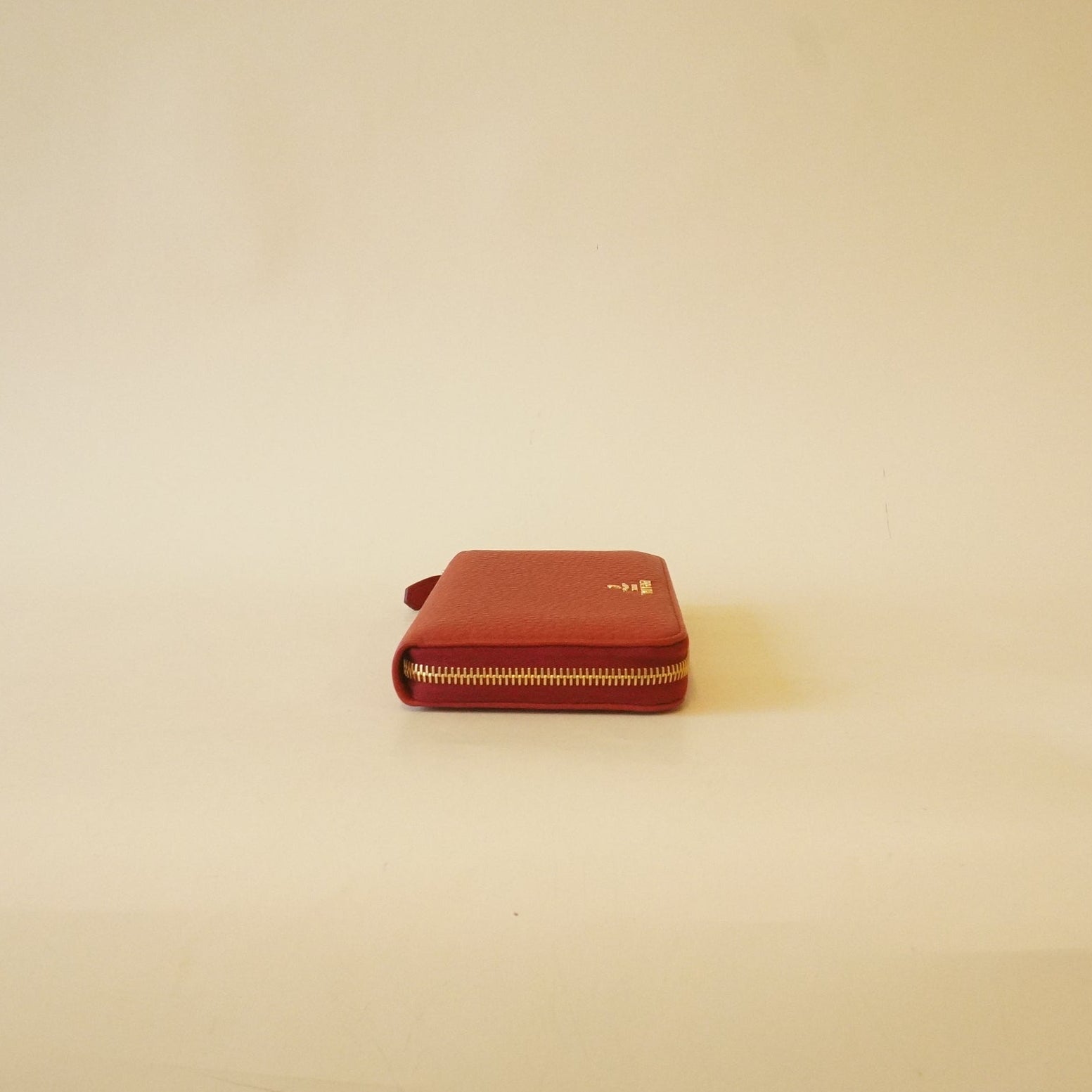 PRE-OWNED Red Vitello Grain Zip Around Wallet