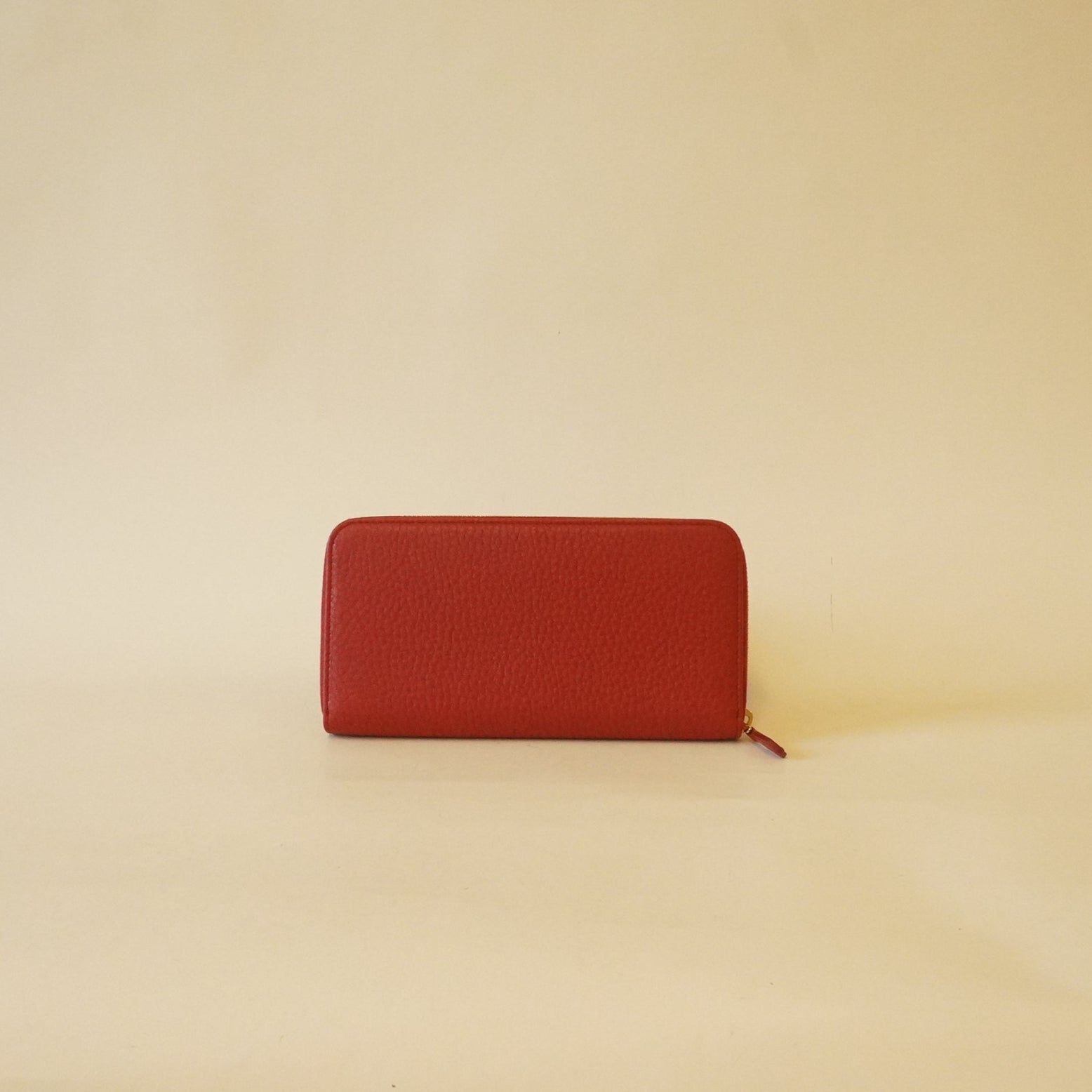 PRE-OWNED Red Vitello Grain Zip Around Wallet