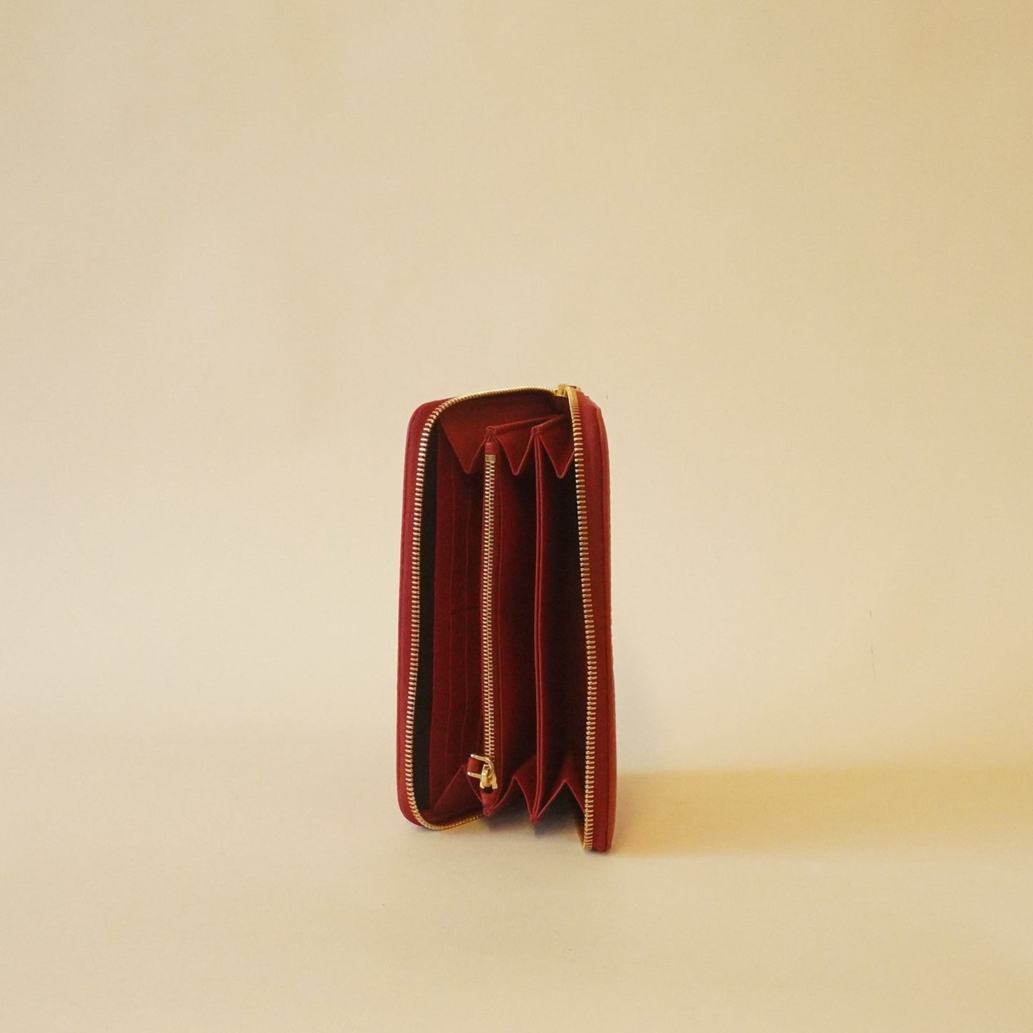PRE-OWNED Red Vitello Grain Zip Around Wallet