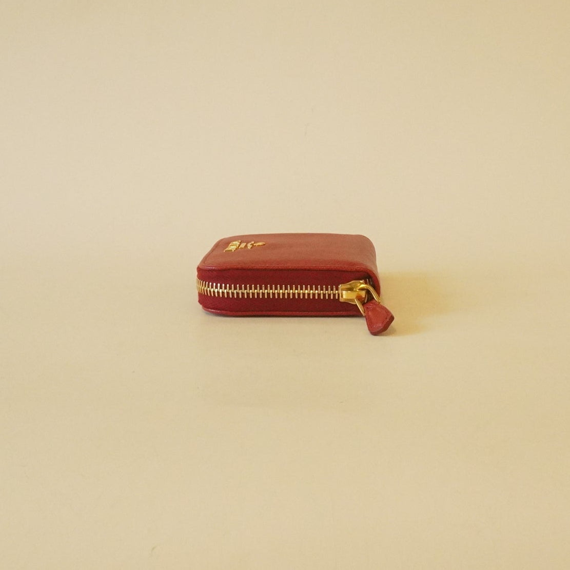 PRE-OWNED Saffiano Metal Zip Coin Case Purse Peonia
