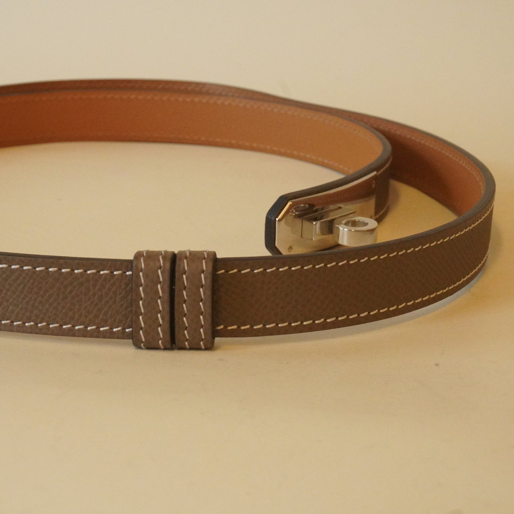 PRE-OWNED Epsom Kelly Belt Etoupe