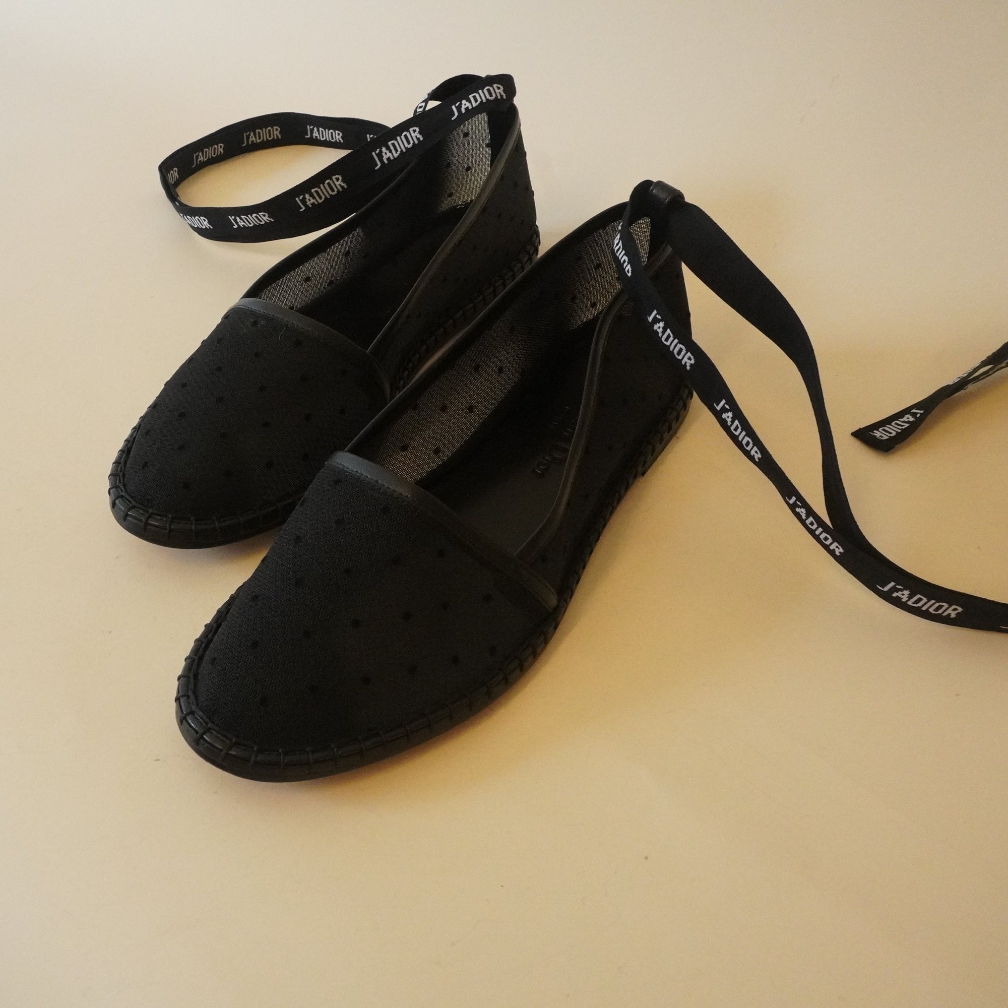 PRE-OWNED Lack Mesh and Leather Nicely D Espadrilles (Size 37 1/2)