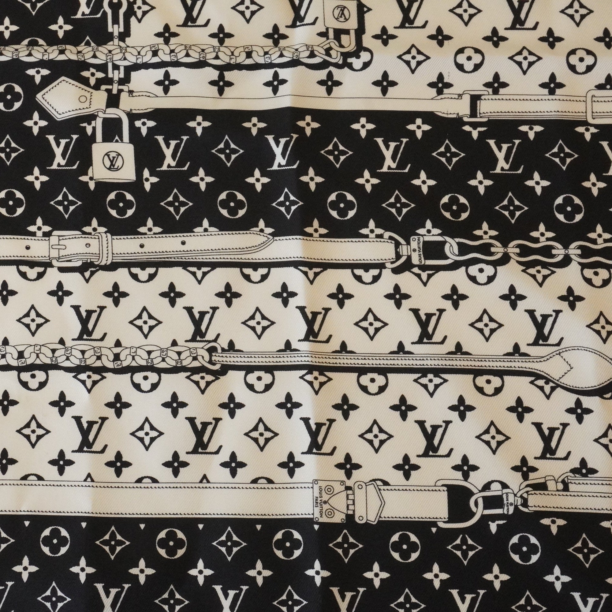 PRE-OWNED LV Silk Monogram Confidential Square Scarf