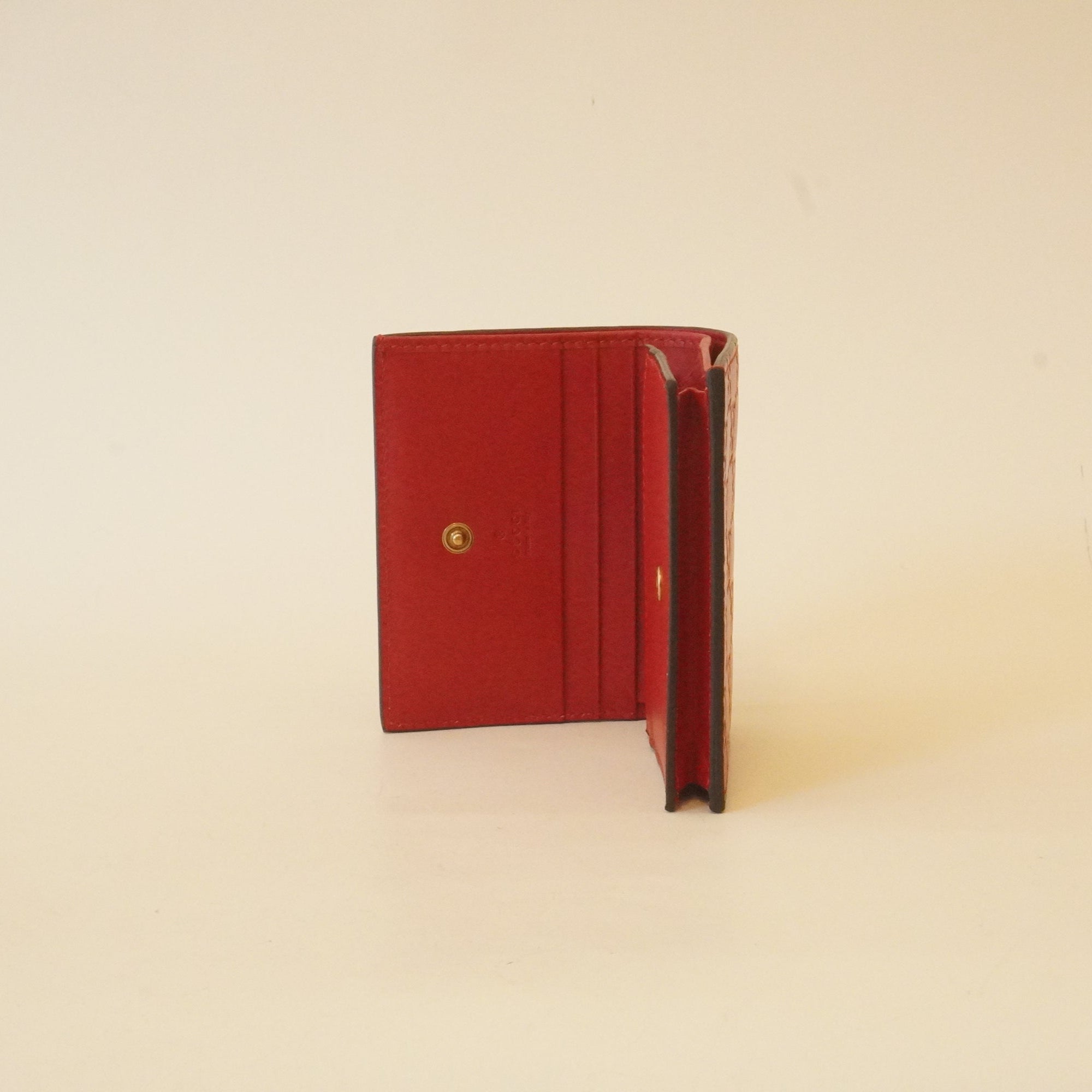 PRE-OWNED Red Guccissima Cherries Card Case Wallet