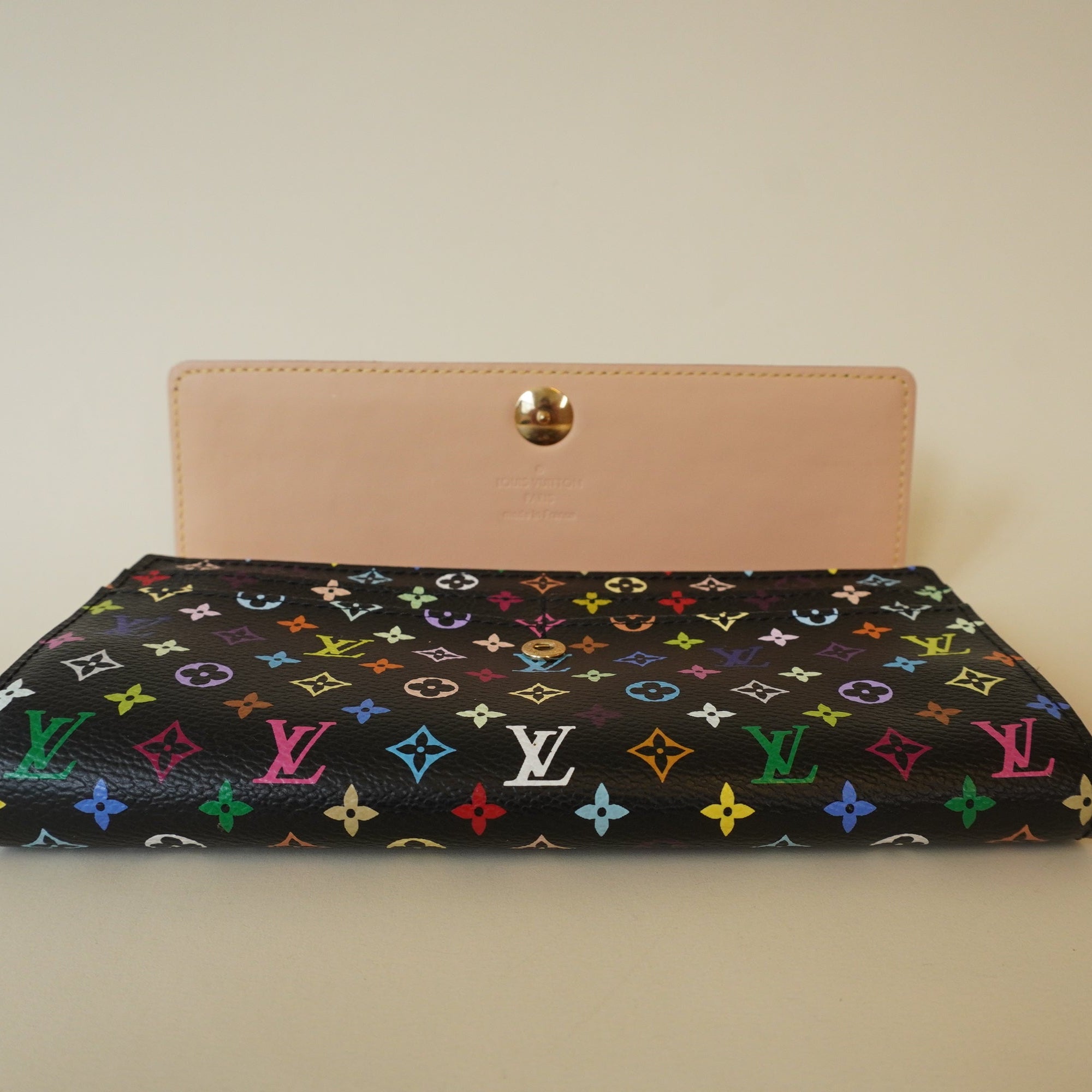 PRE-OWNED Monogram Multicolor Sarah Wallet Black