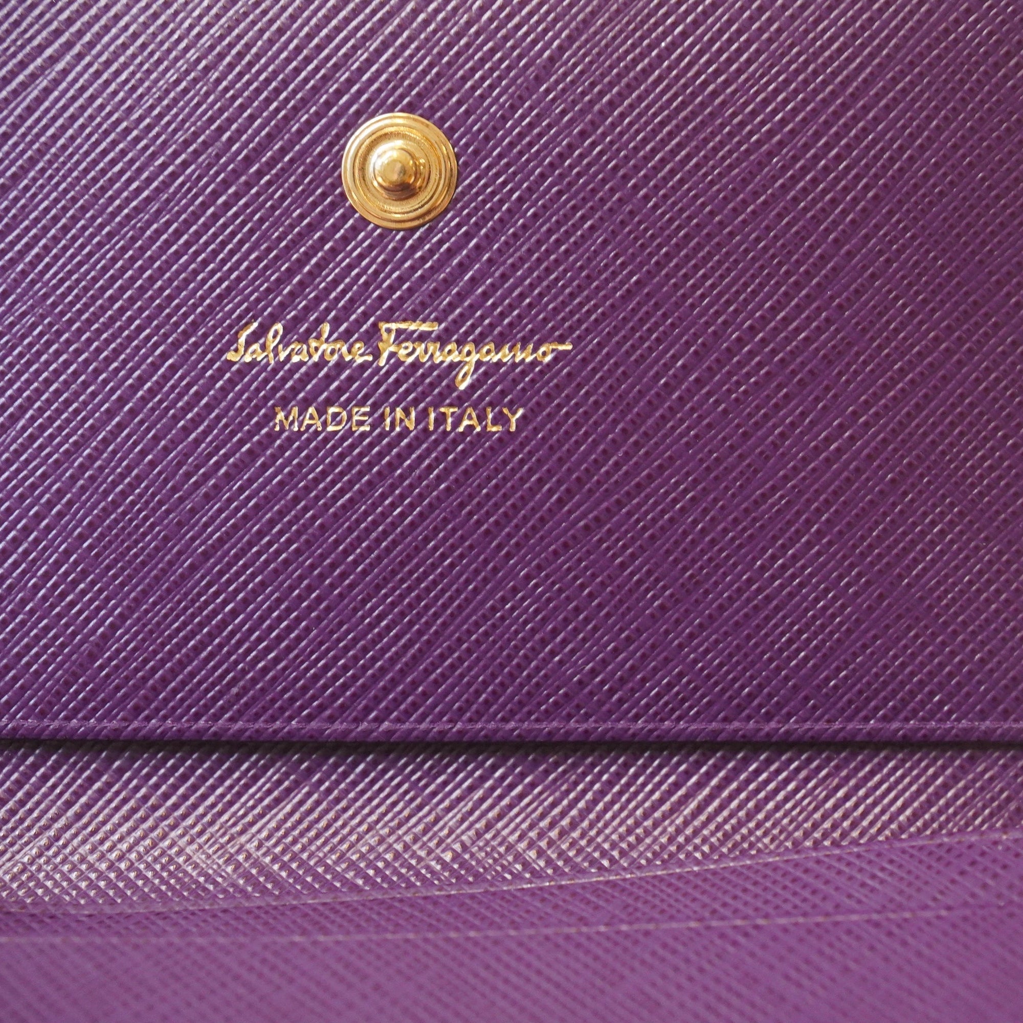 PRE-OWNED Gancini Business Card Holder Purple Leather