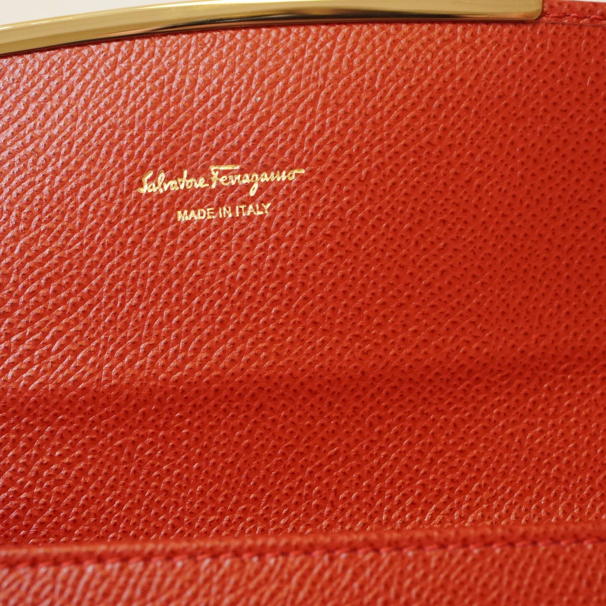 PRE-OWNED Gancini Long Wallet Red Leather