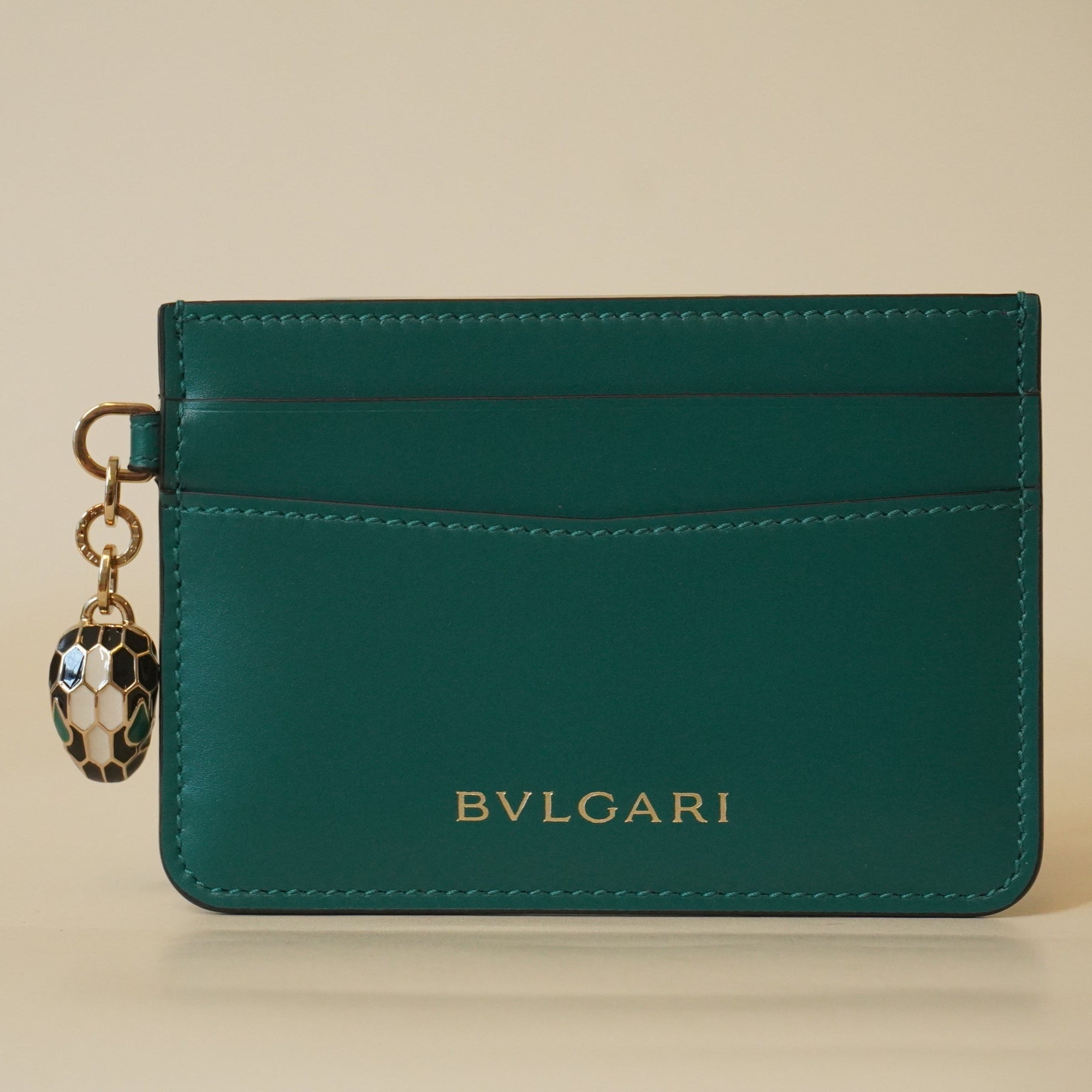 PRE-OWNED Serpenti Forever Card Holder Green