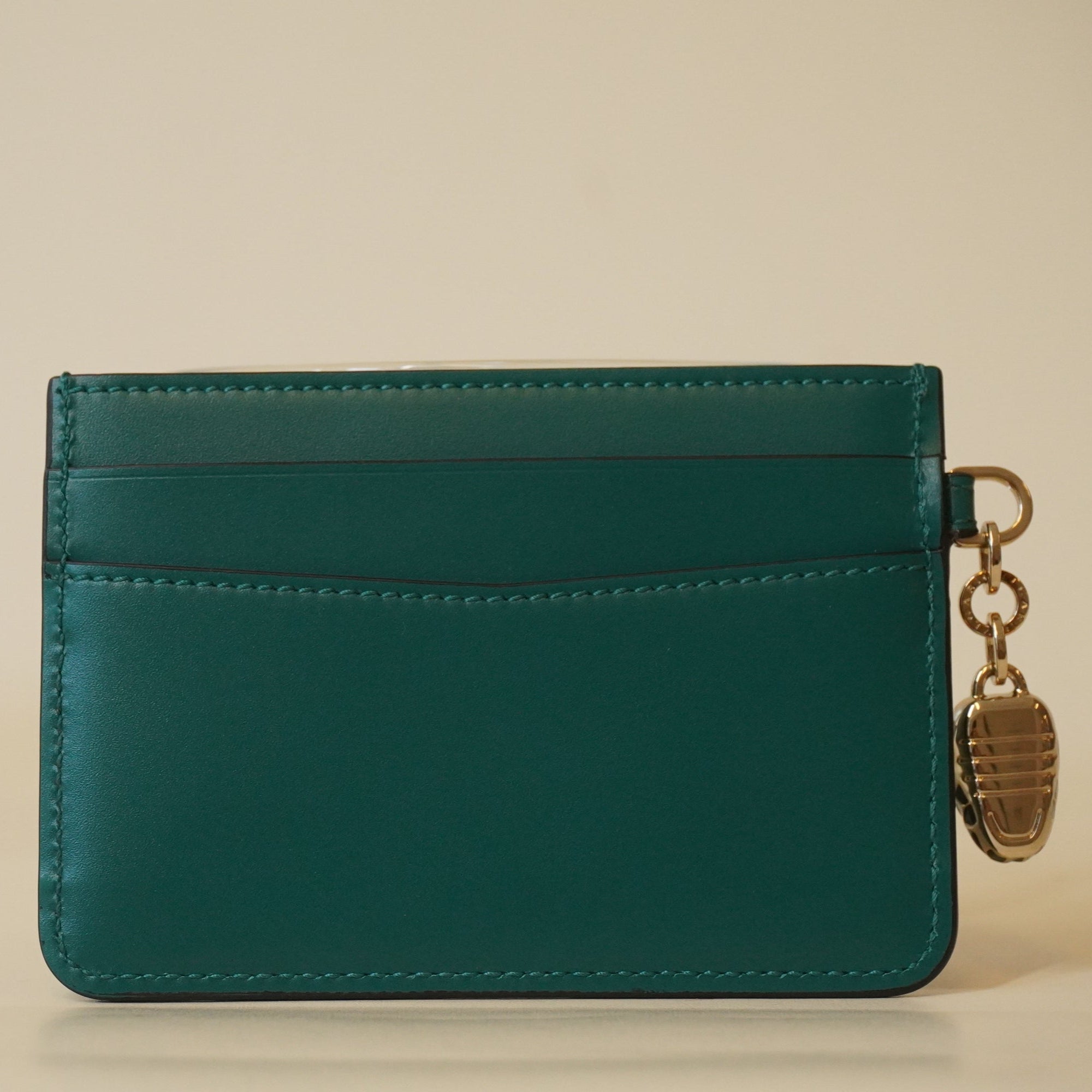 PRE-OWNED Serpenti Forever Card Holder Green