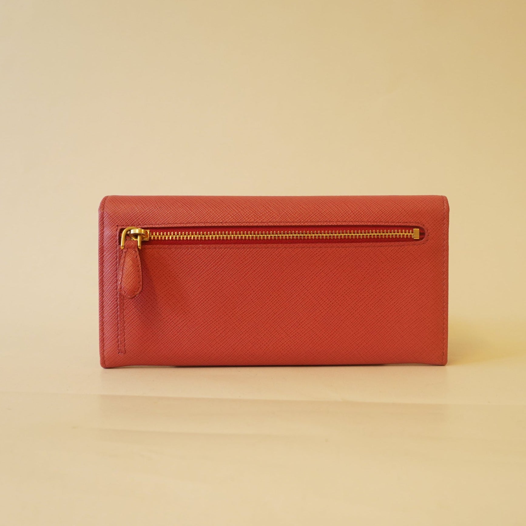 PRE-OWNED Saffiano Metal Continental Flap Wallet Pink