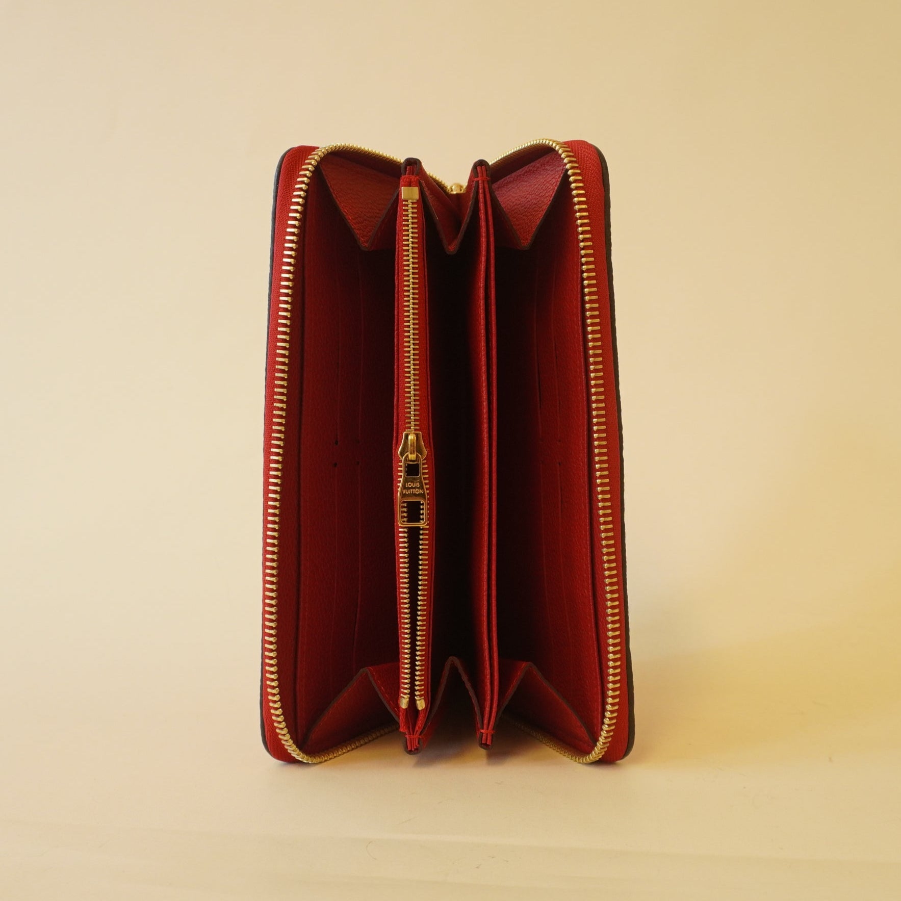 PRE-OWNED - Red Monogram Empreinte Leather Zippy Wallet