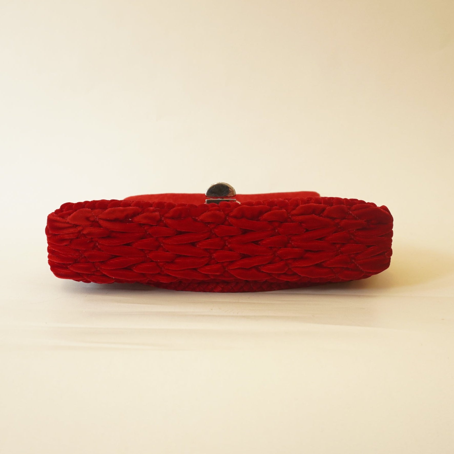PRE-OWNED Iconic Crystal Red Velvet Shoulder Bag