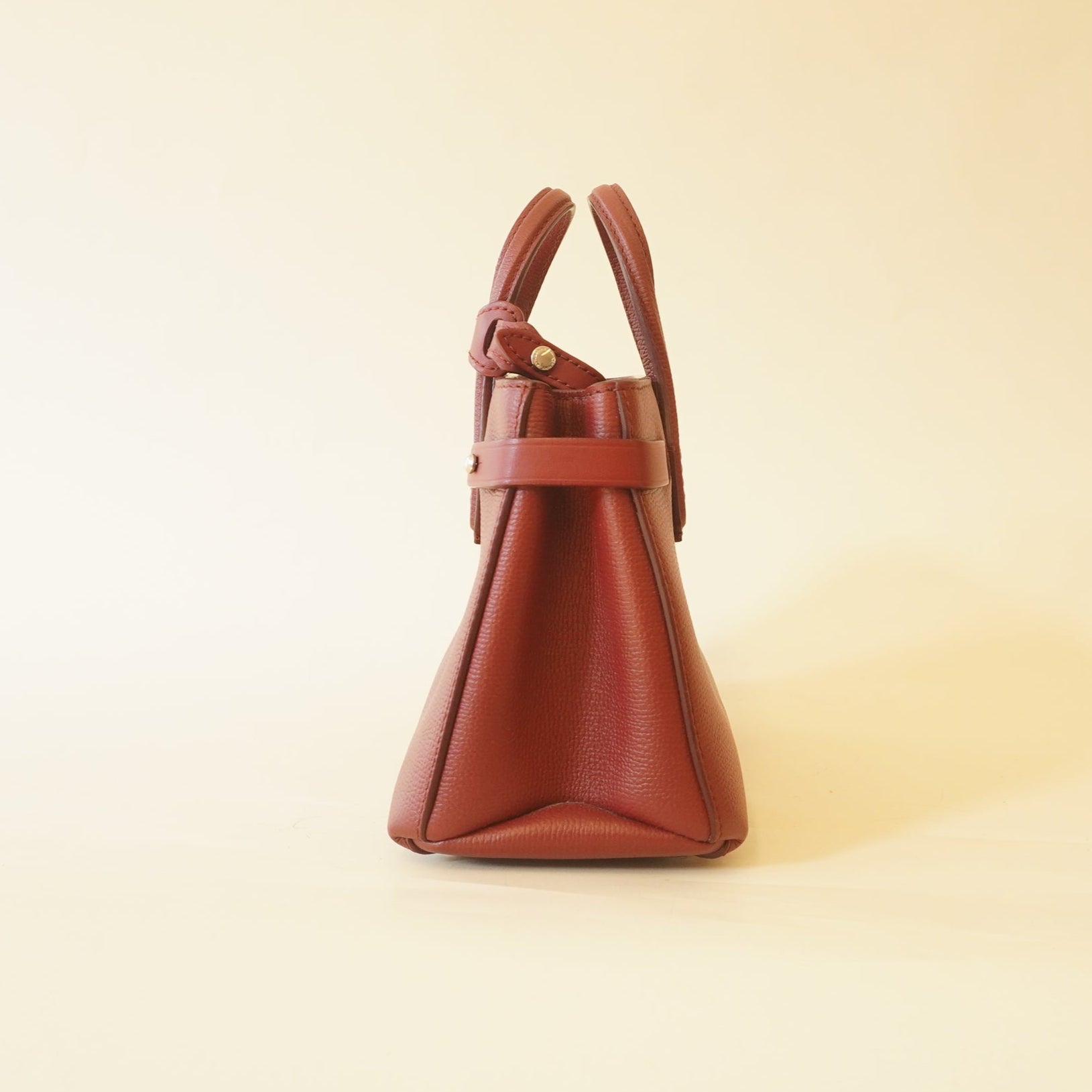 PRE-OWNED Grainy Calfskin House Check Baby Banner Tote Crimson ShoulderBag