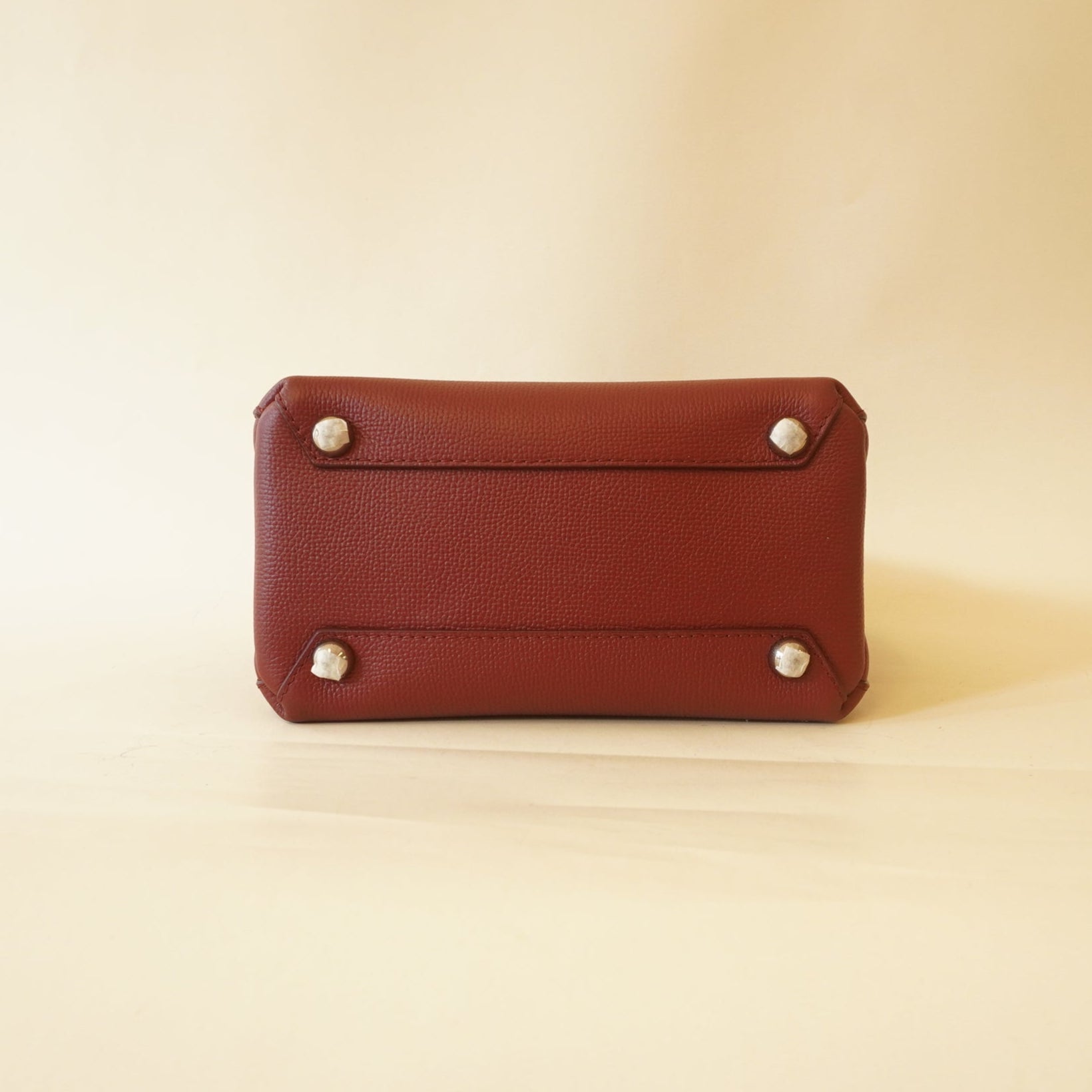 PRE-OWNED Grainy Calfskin House Check Baby Banner Tote Crimson ShoulderBag