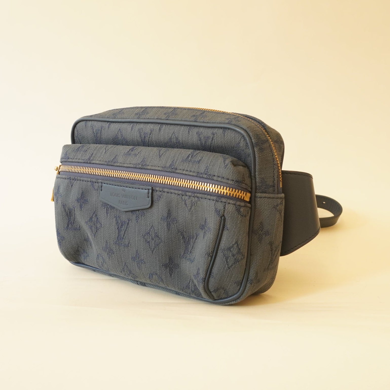 PRE-OWNED Denim Monogram Outdoor Bumbag Navy