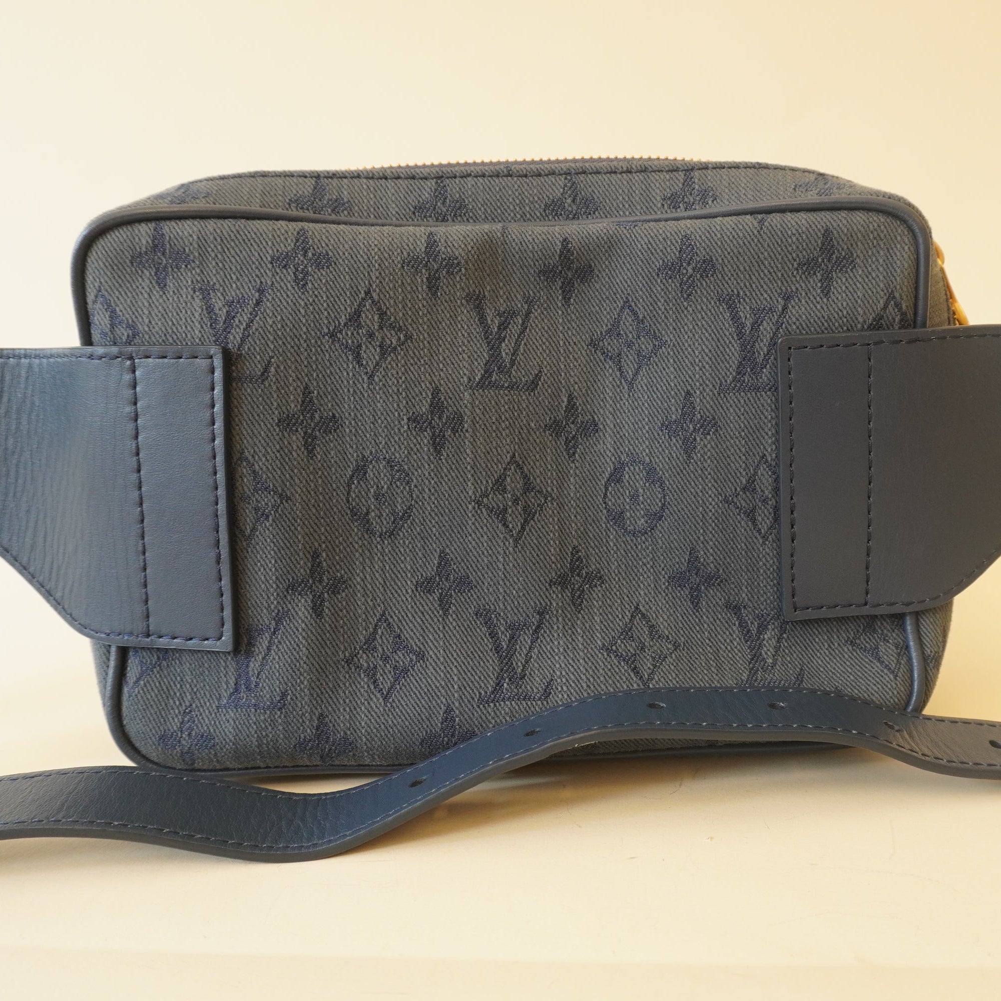 PRE-OWNED Denim Monogram Outdoor Bumbag Navy