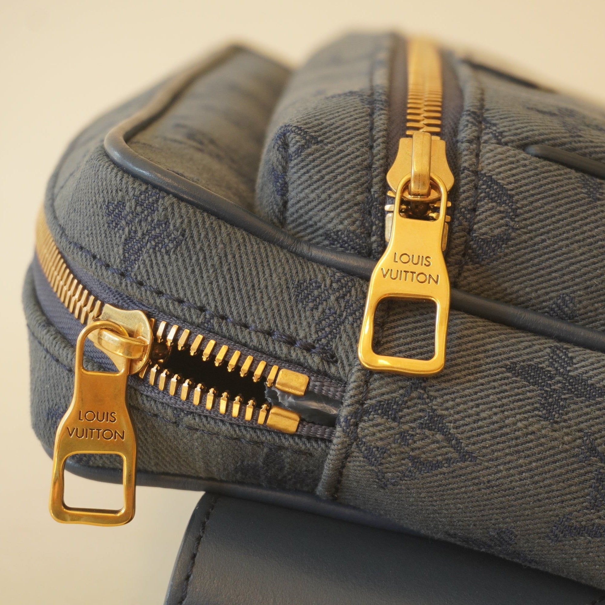 PRE-OWNED Denim Monogram Outdoor Bumbag Navy