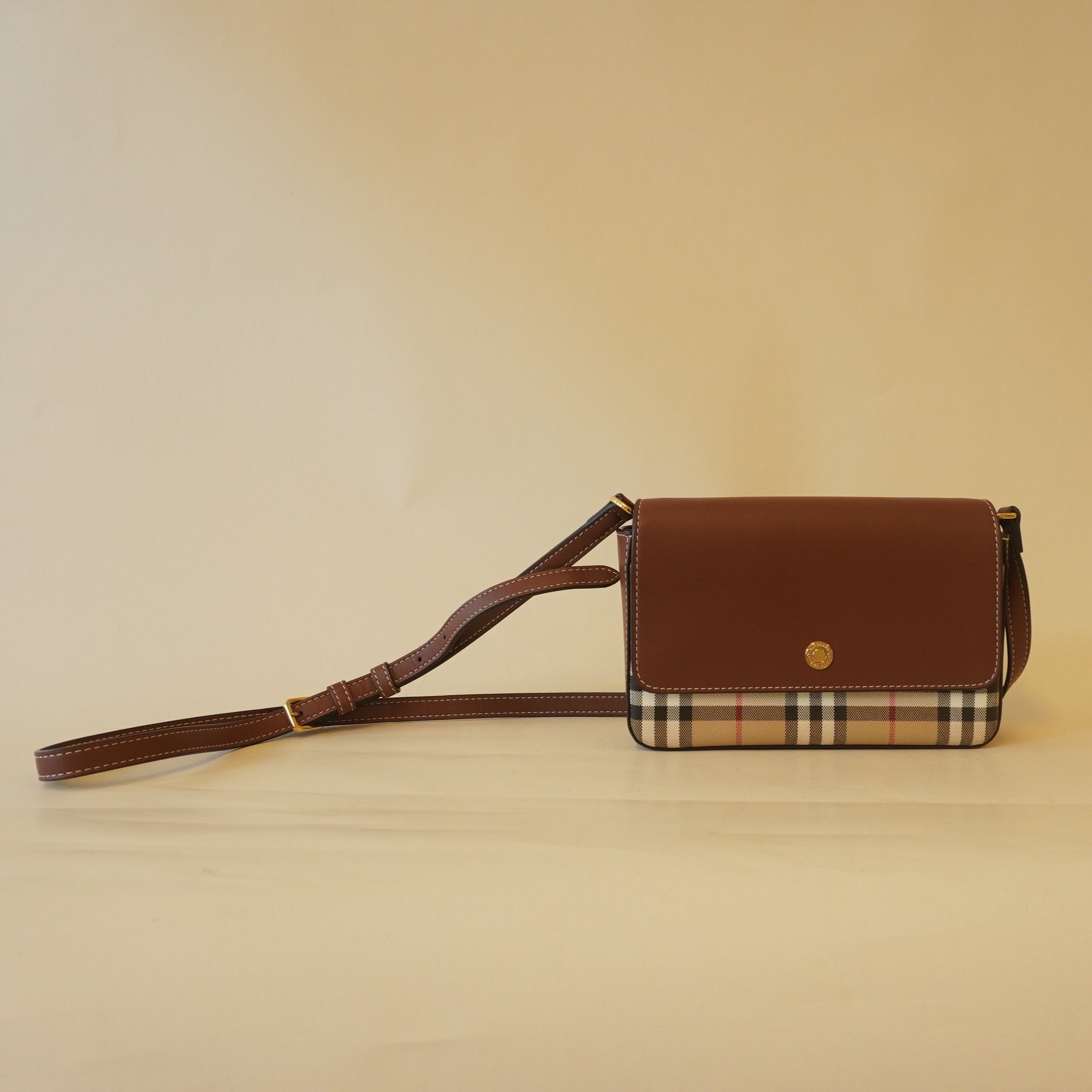 PRE-OWNED Calfskin Vintage Check Wallet Shoulder Bag
