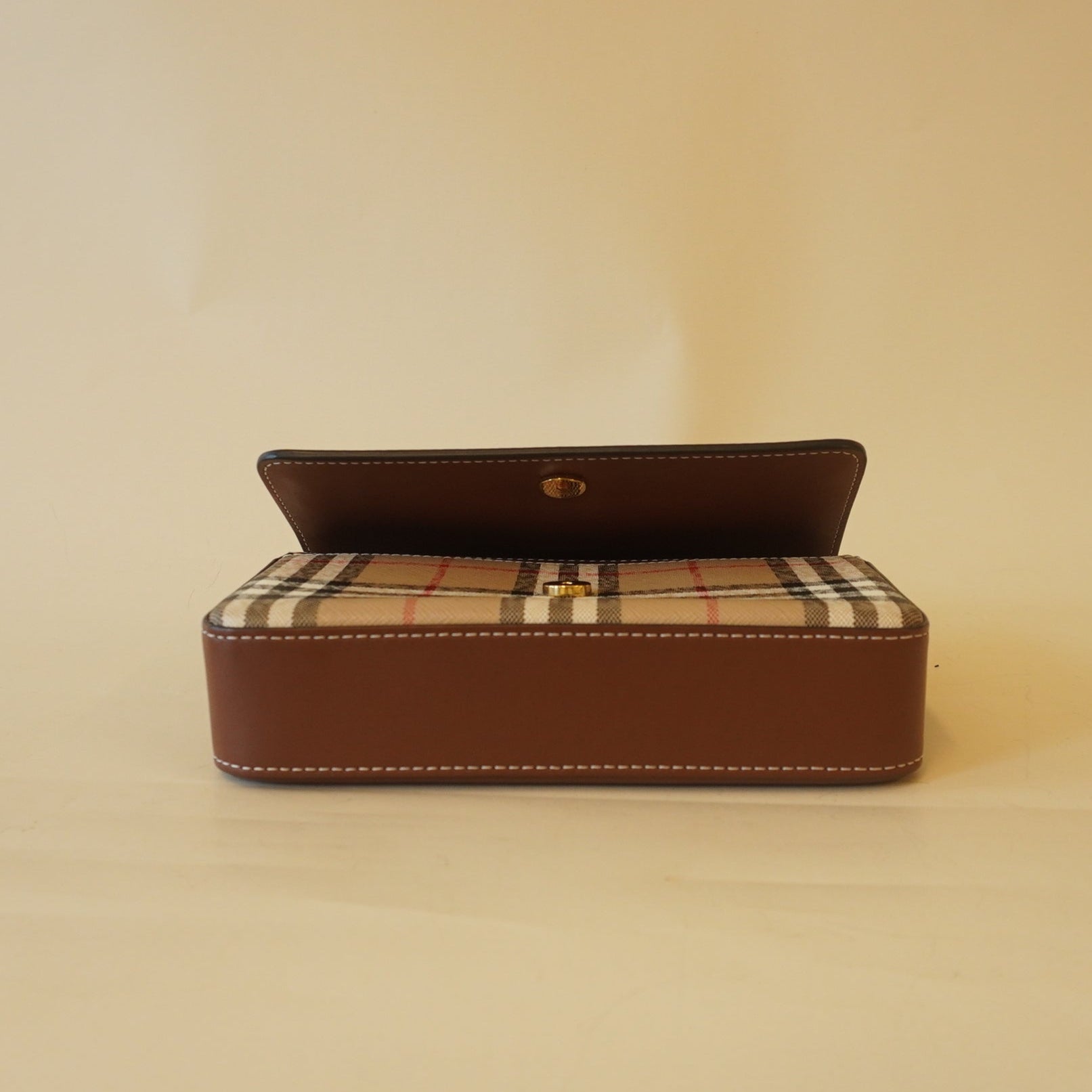 PRE-OWNED Calfskin Vintage Check Wallet Shoulder Bag