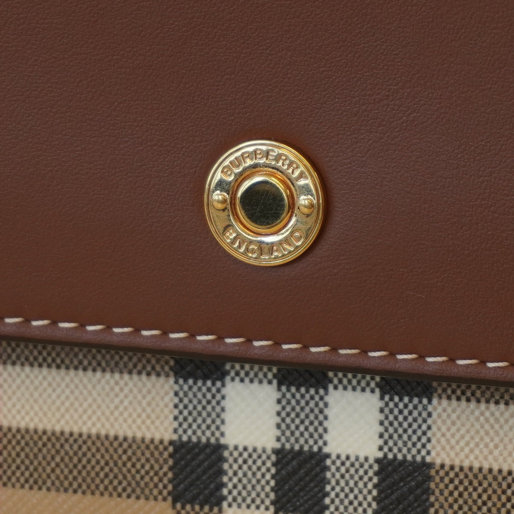PRE-OWNED Calfskin Vintage Check Wallet Shoulder Bag