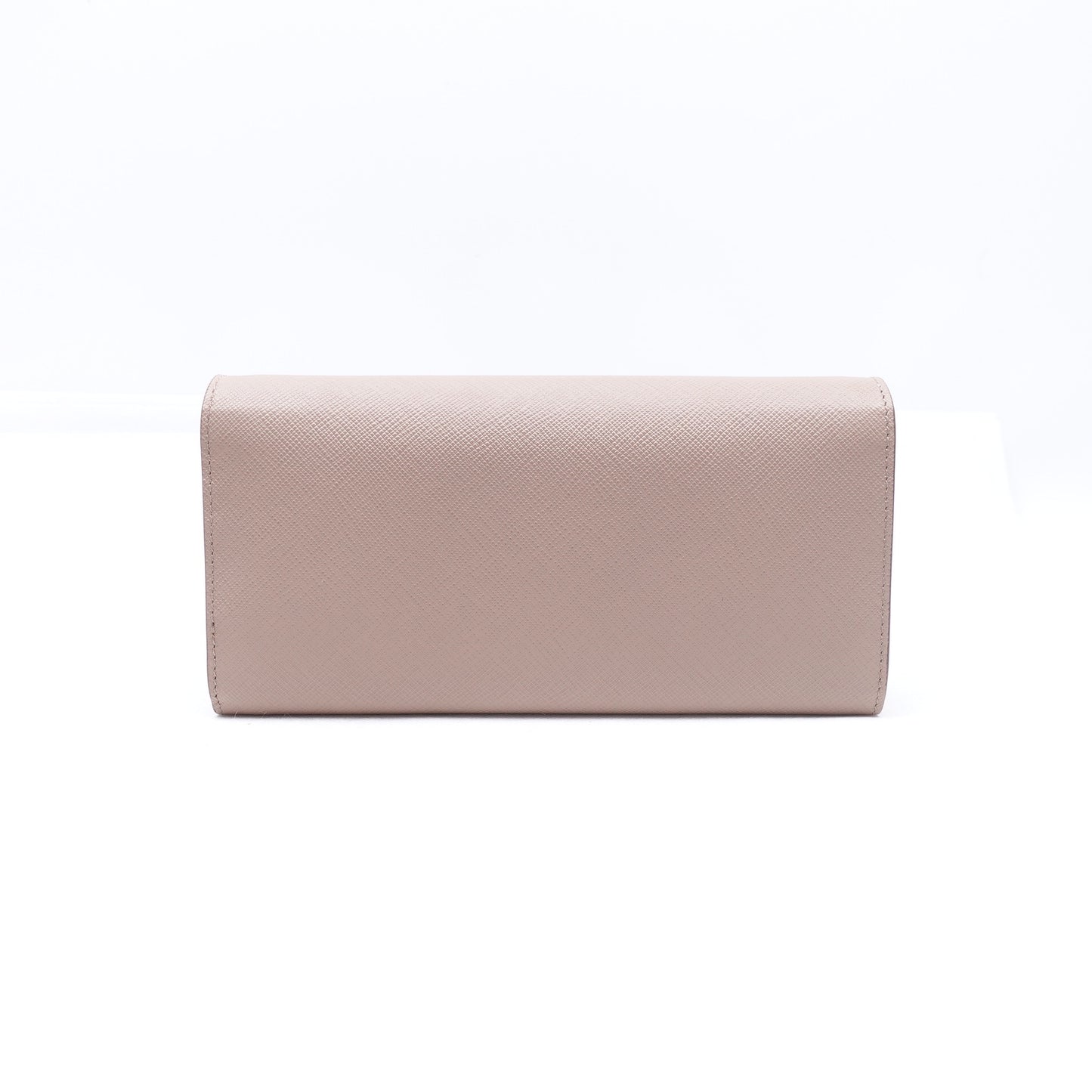 PRE-OWNED Beige Saffiano Leather Wallet on Chain