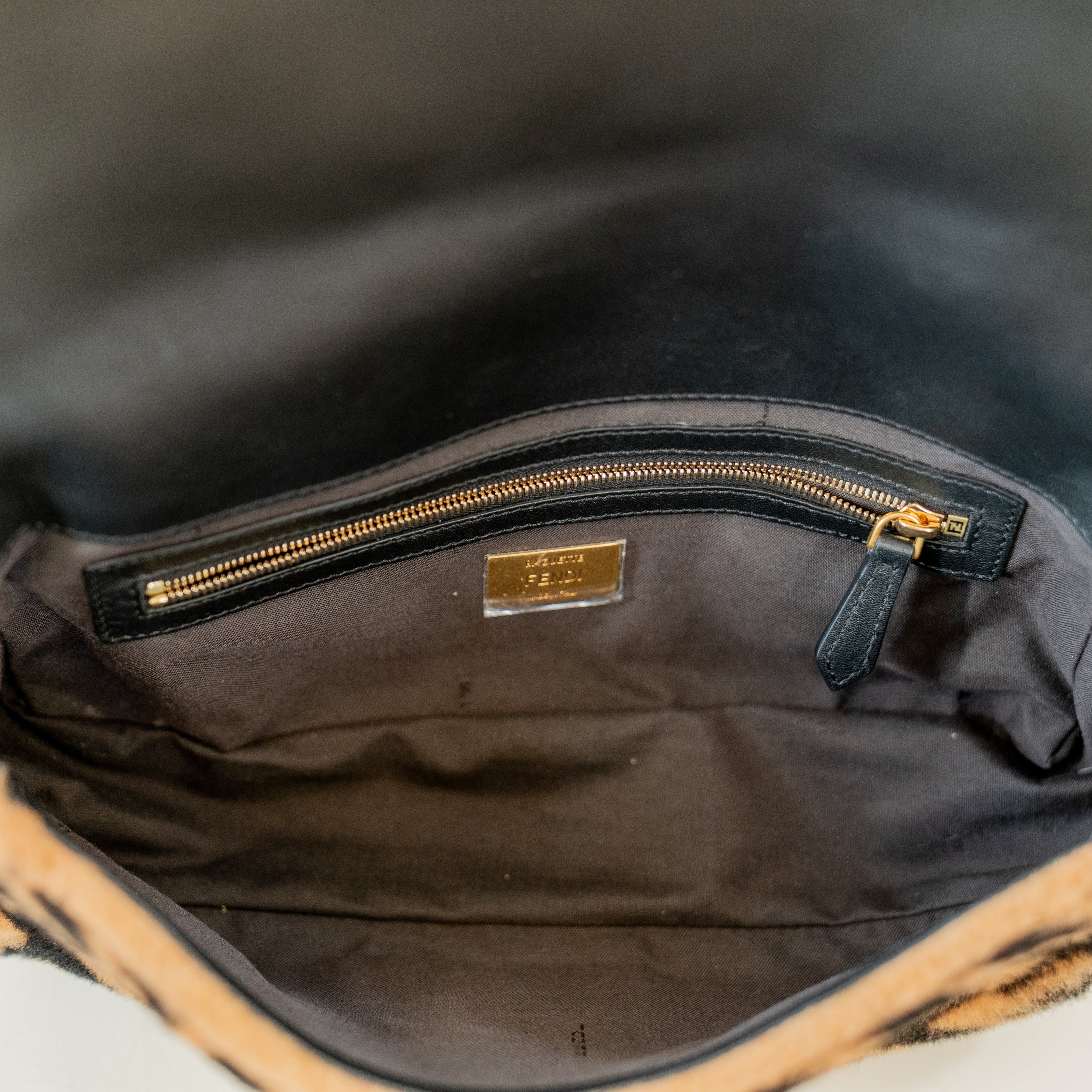 PRE-OWNED Macro FF Baguette Fur Shoulder Bag