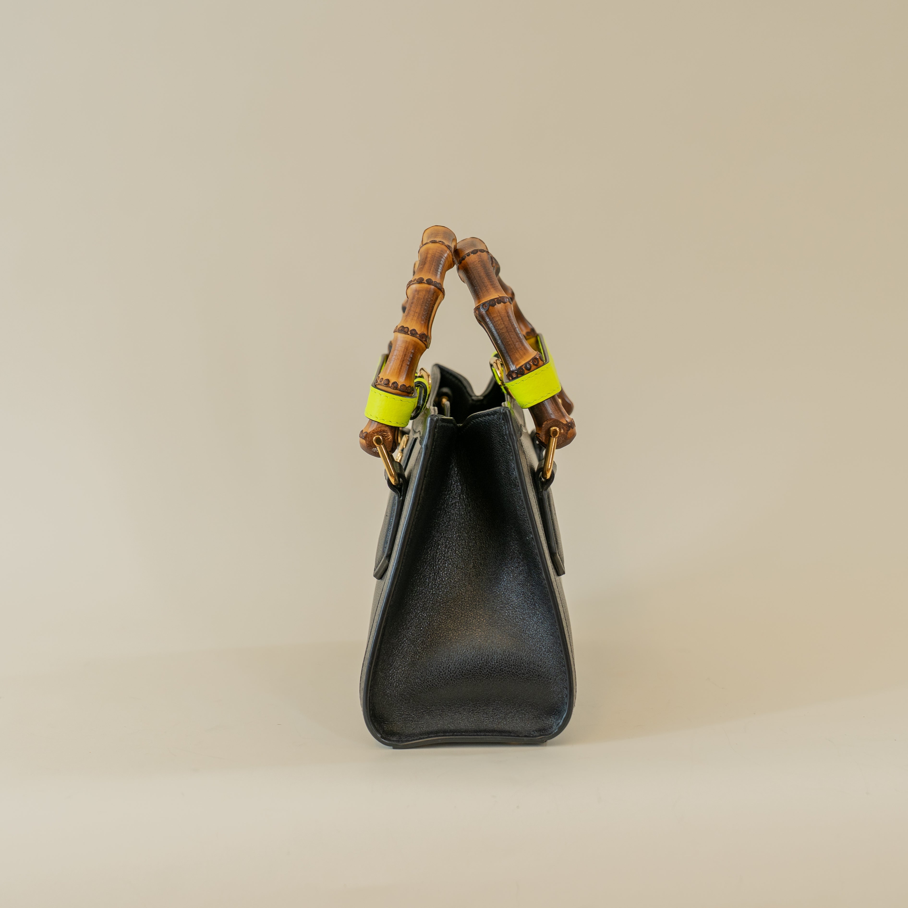 PRE-OWNED GG Diana Black Bamboo Mini Shoulder Bag