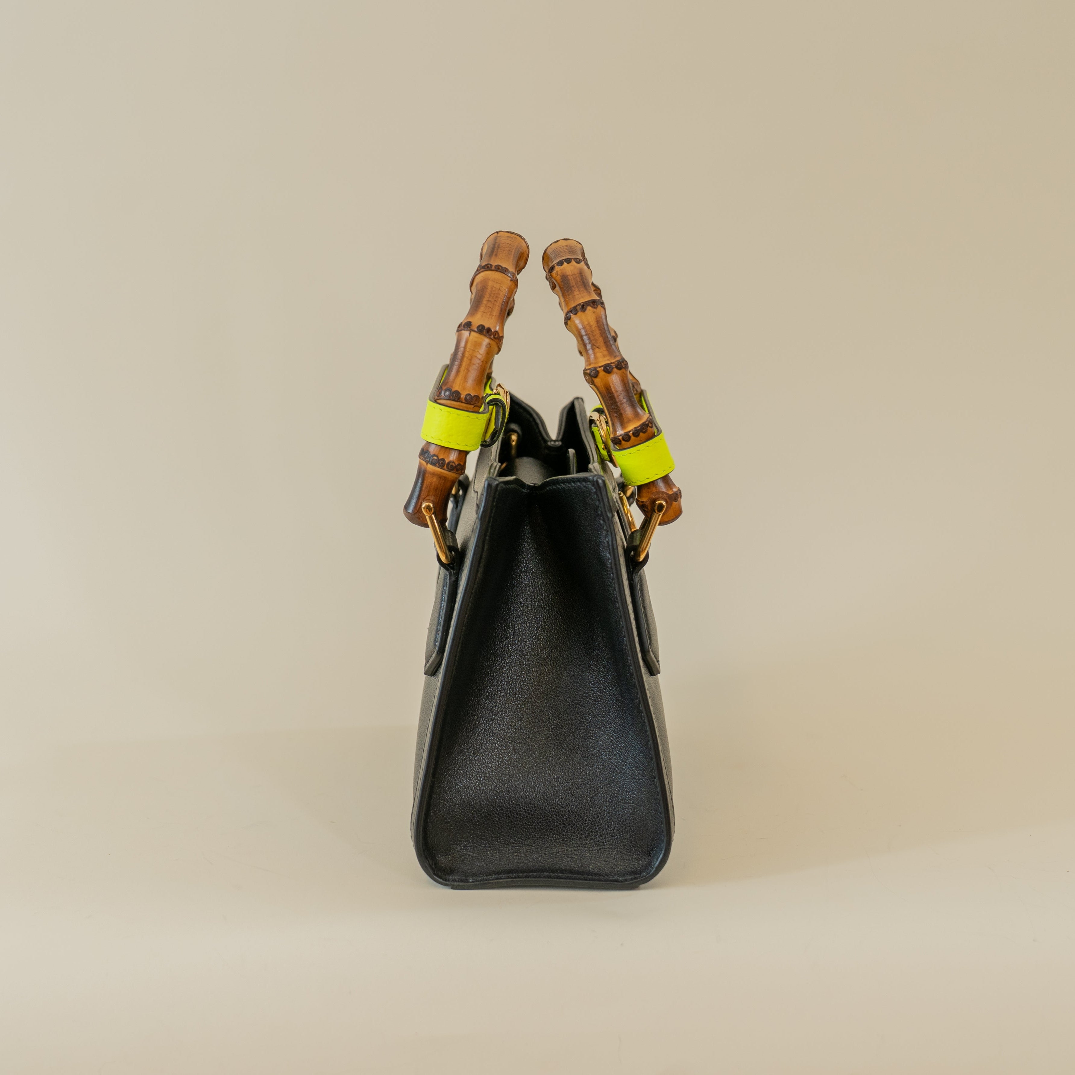 PRE-OWNED GG Diana Black Bamboo Mini Shoulder Bag