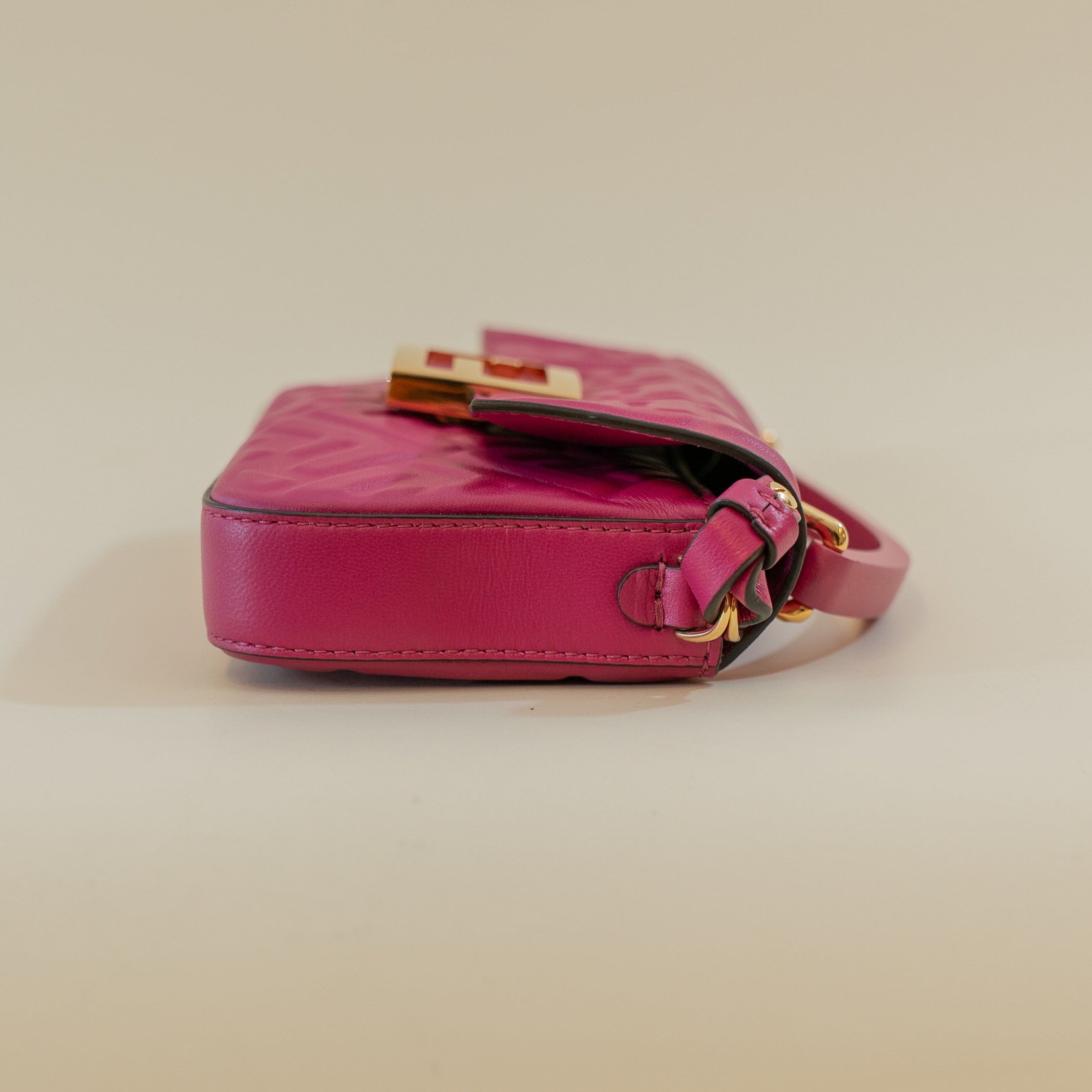 PRE-OWNED Baguette Pink Calfskin Shoulder Bag