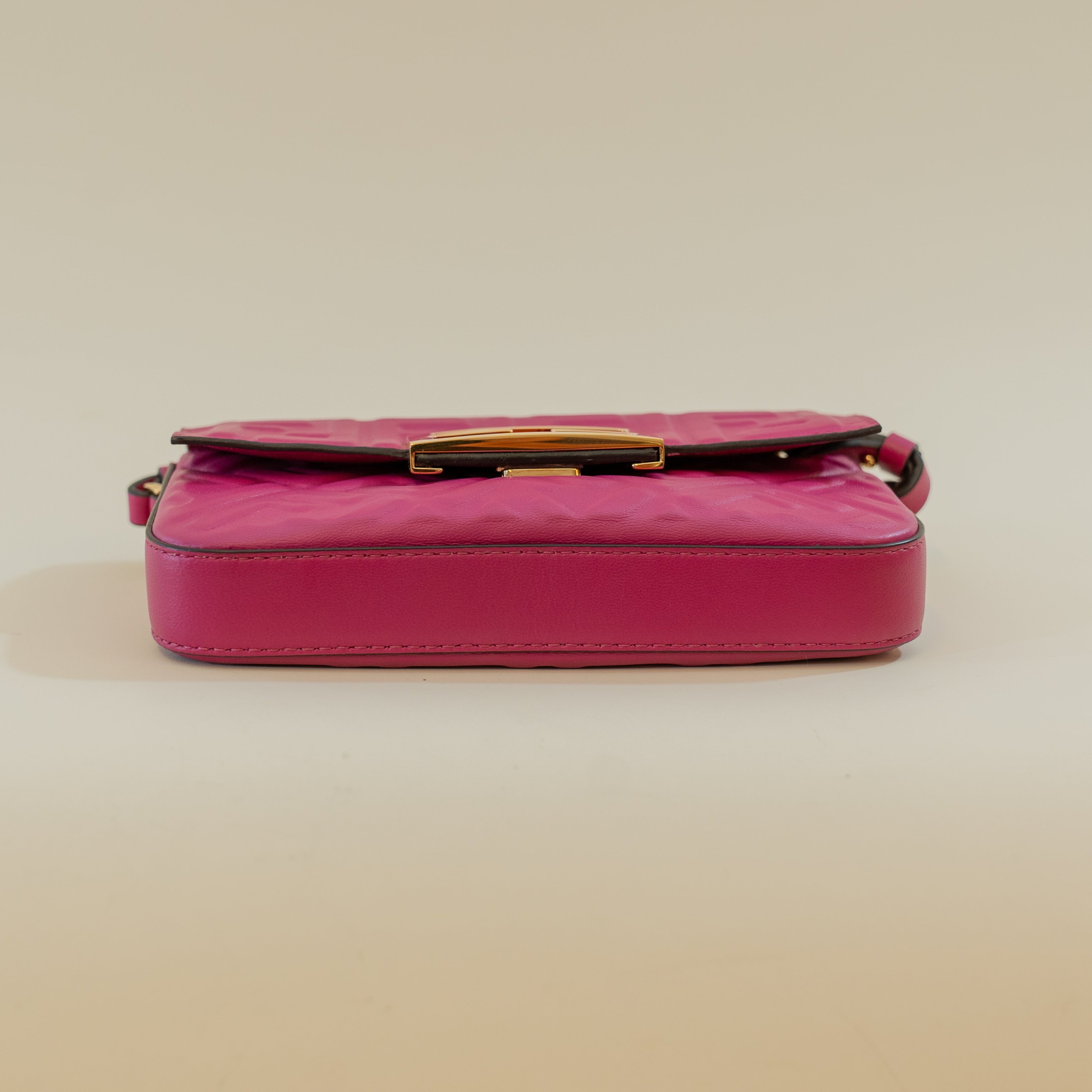 PRE-OWNED Baguette Pink Calfskin Shoulder Bag