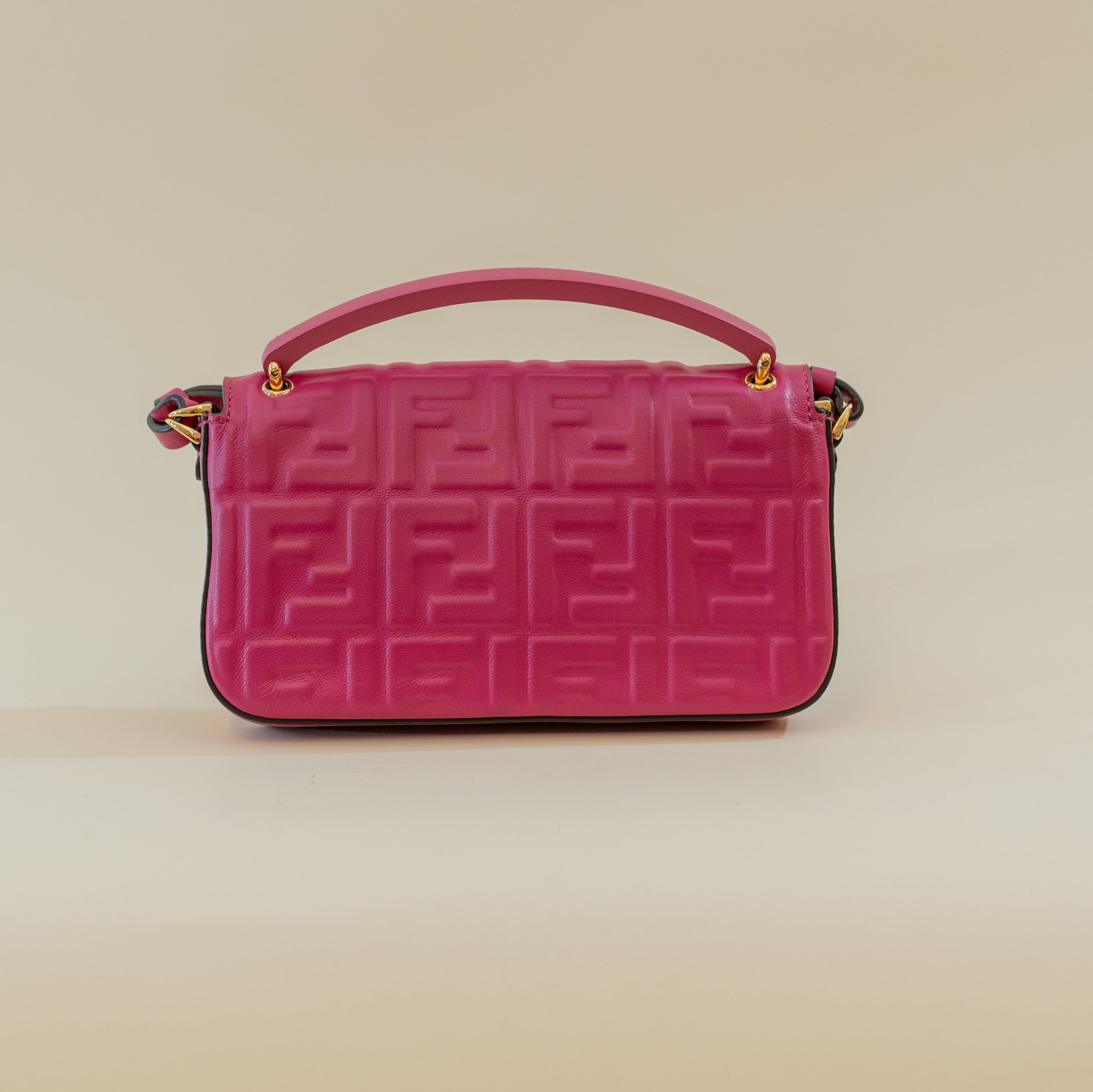 PRE-OWNED Baguette Pink Calfskin Shoulder Bag