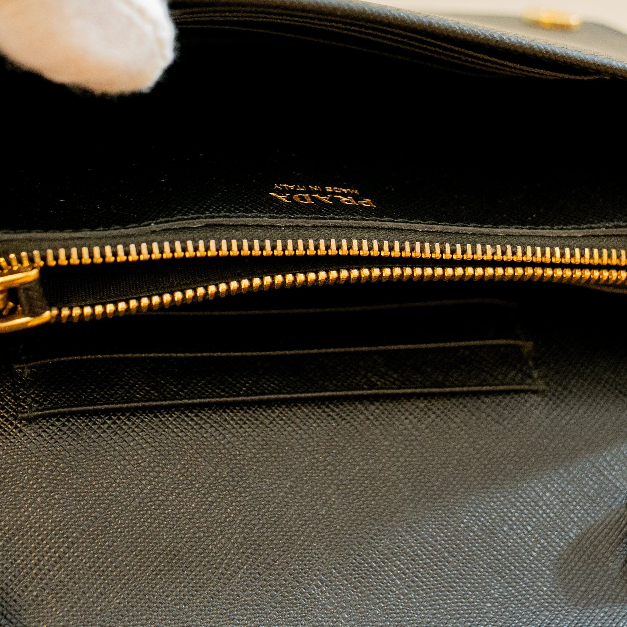 PRE-OWNED Black Saffiano Leather WOC Shoulder Bag