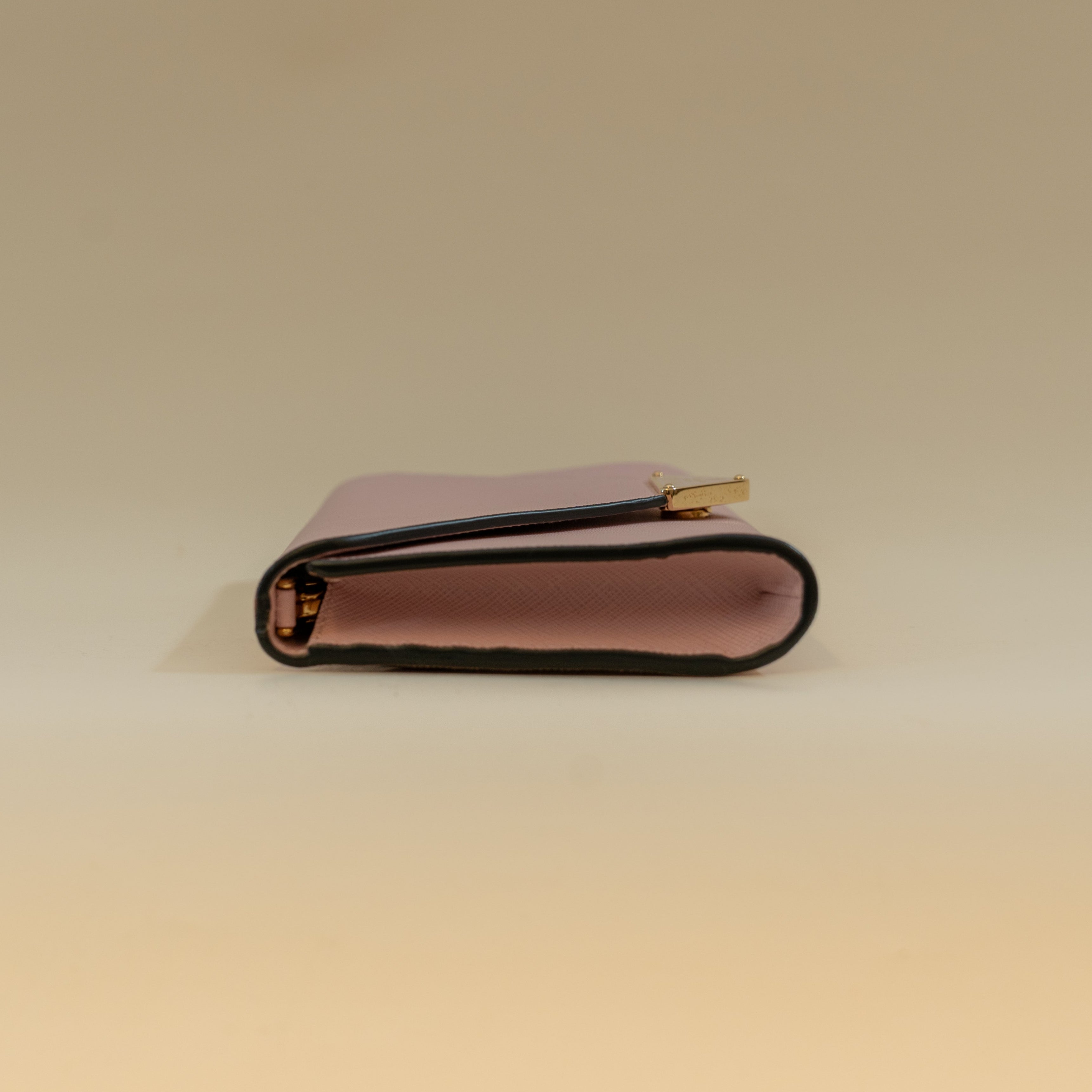 PRE-OWNED Pink Saffiano Envelope Wristlet Clutch